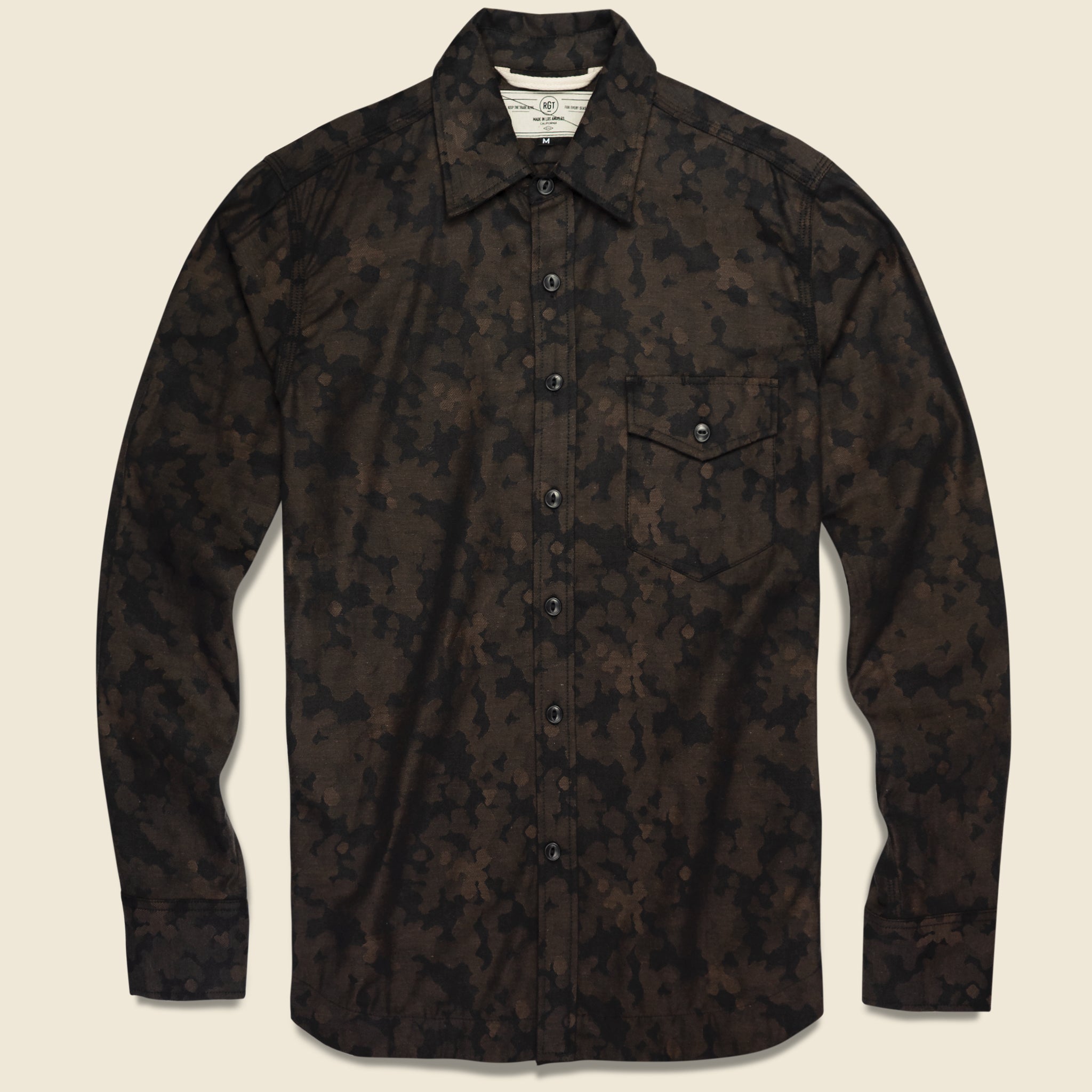 Camo Jacquard Oxford Workshirt - Brown - Rogue Territory - STAG Provisions - Tops - L/S Woven - Other Pattern