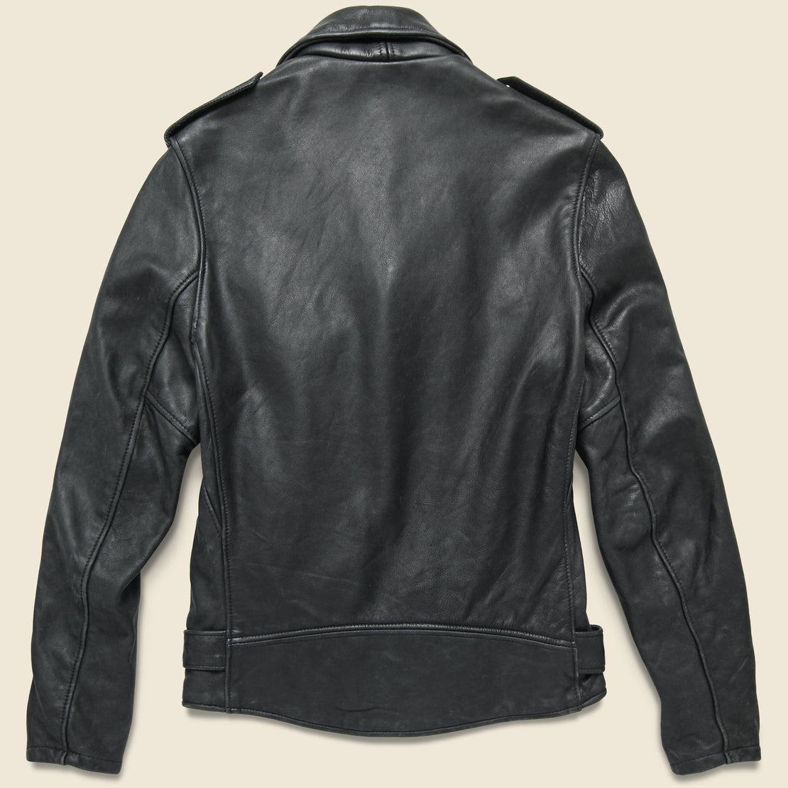 Lightweight Fitted Cowhide Motorcycle Jacket - Black