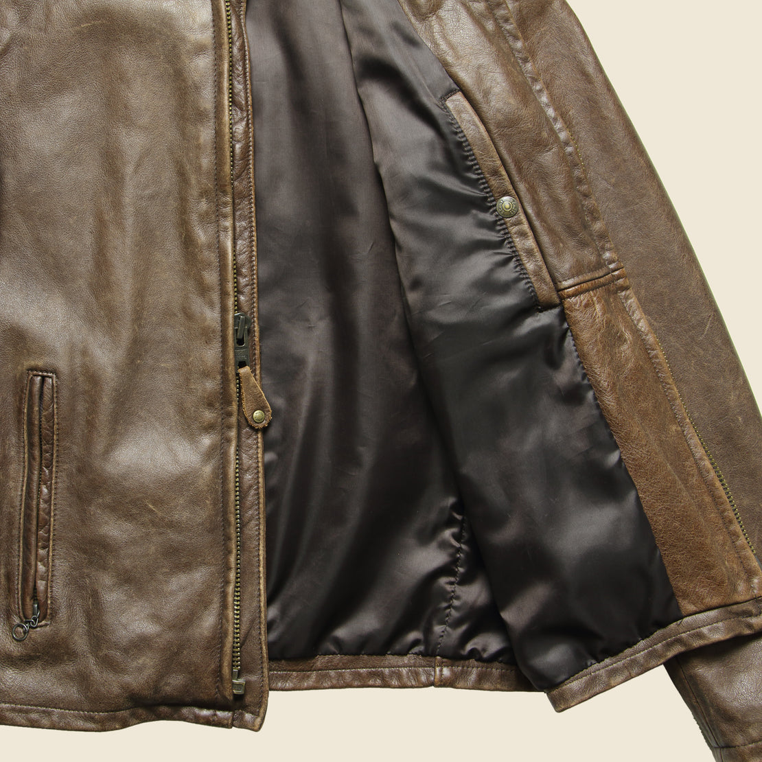Cowhide Leather Caf√© Racer Jacket - Brown - Schott - STAG Provisions - Outerwear - Coat / Jacket