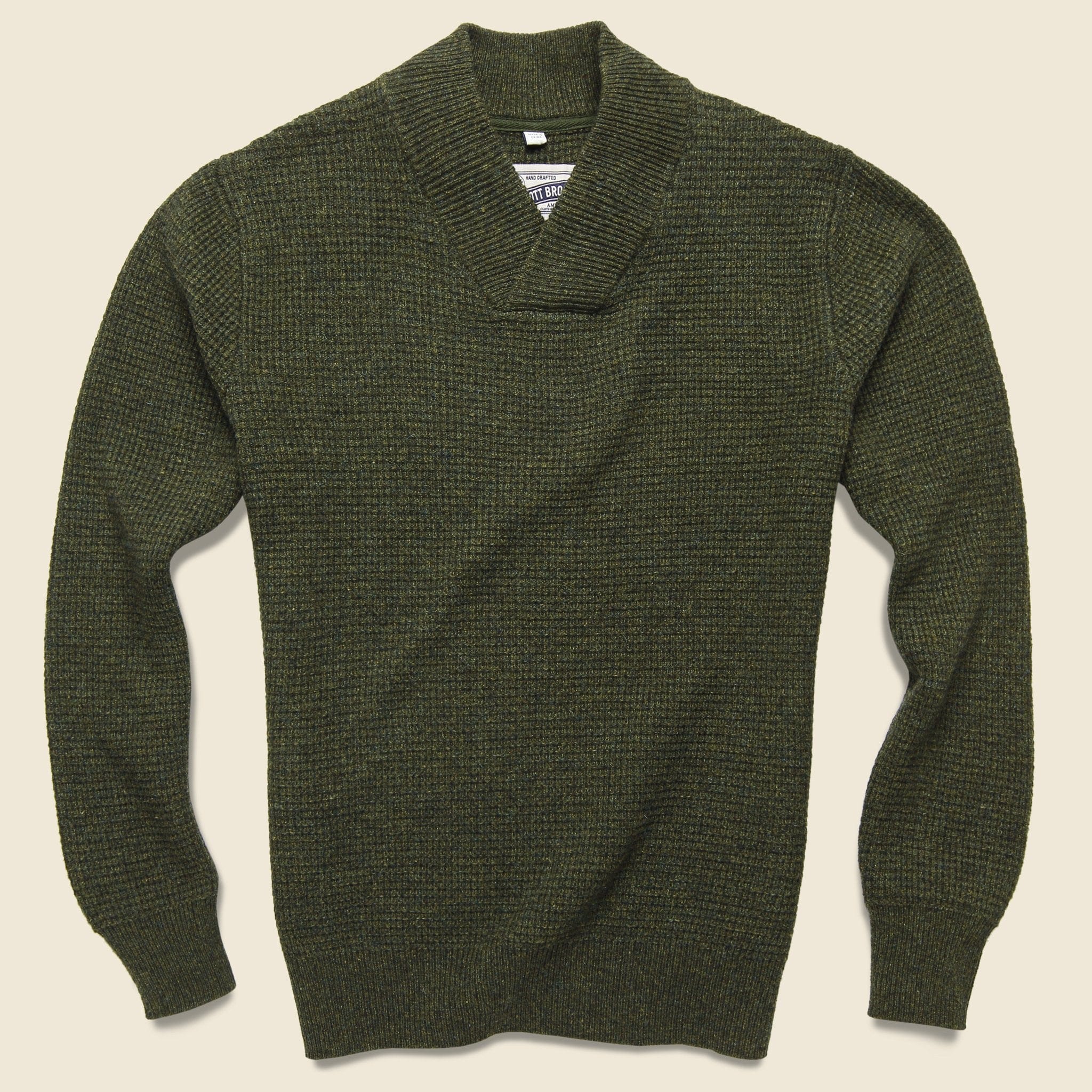 V-Neck Waffle Sweater - Moss - Schott - STAG Provisions - Tops - Sweater