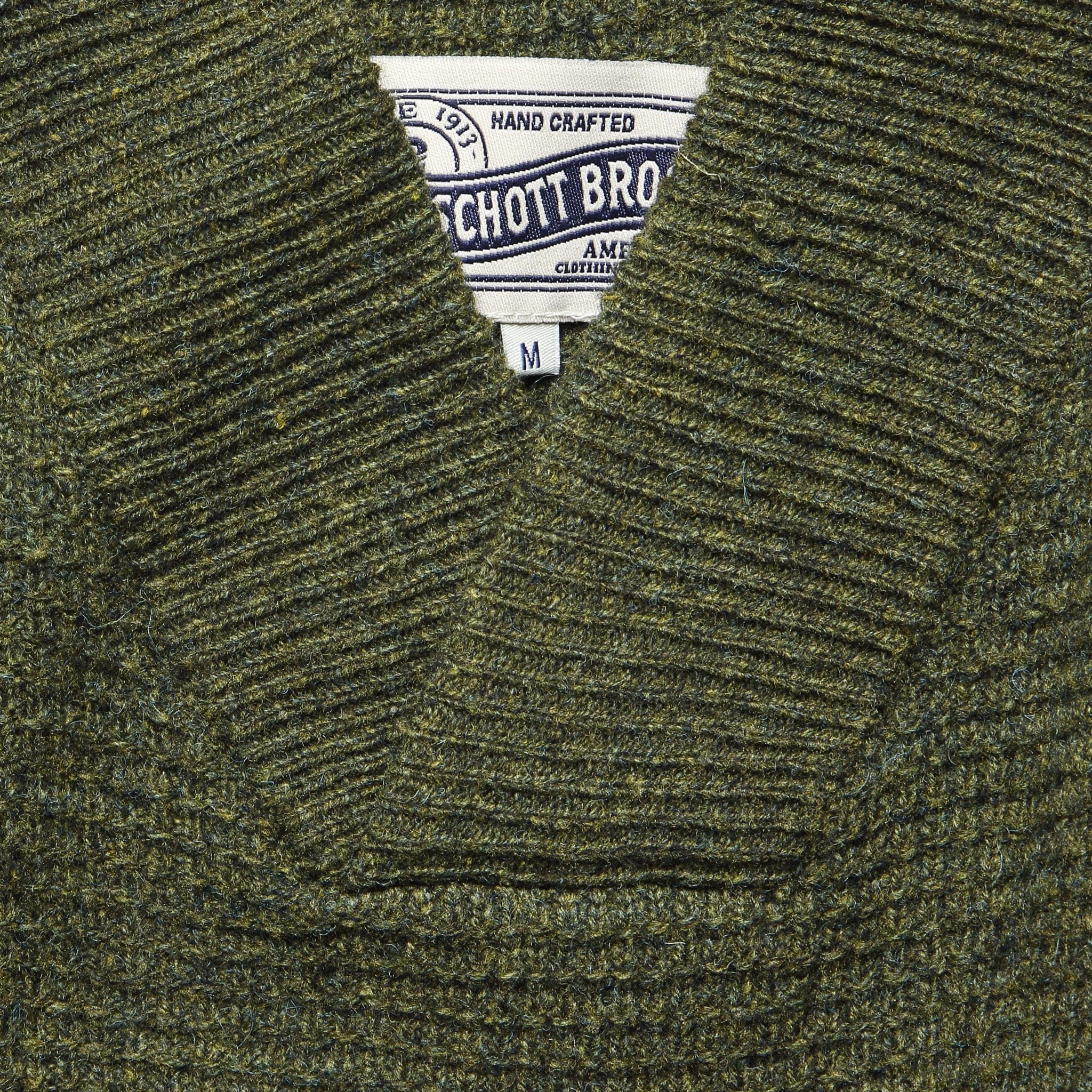 V-Neck Waffle Sweater - Moss - Schott - STAG Provisions - Tops - Sweater
