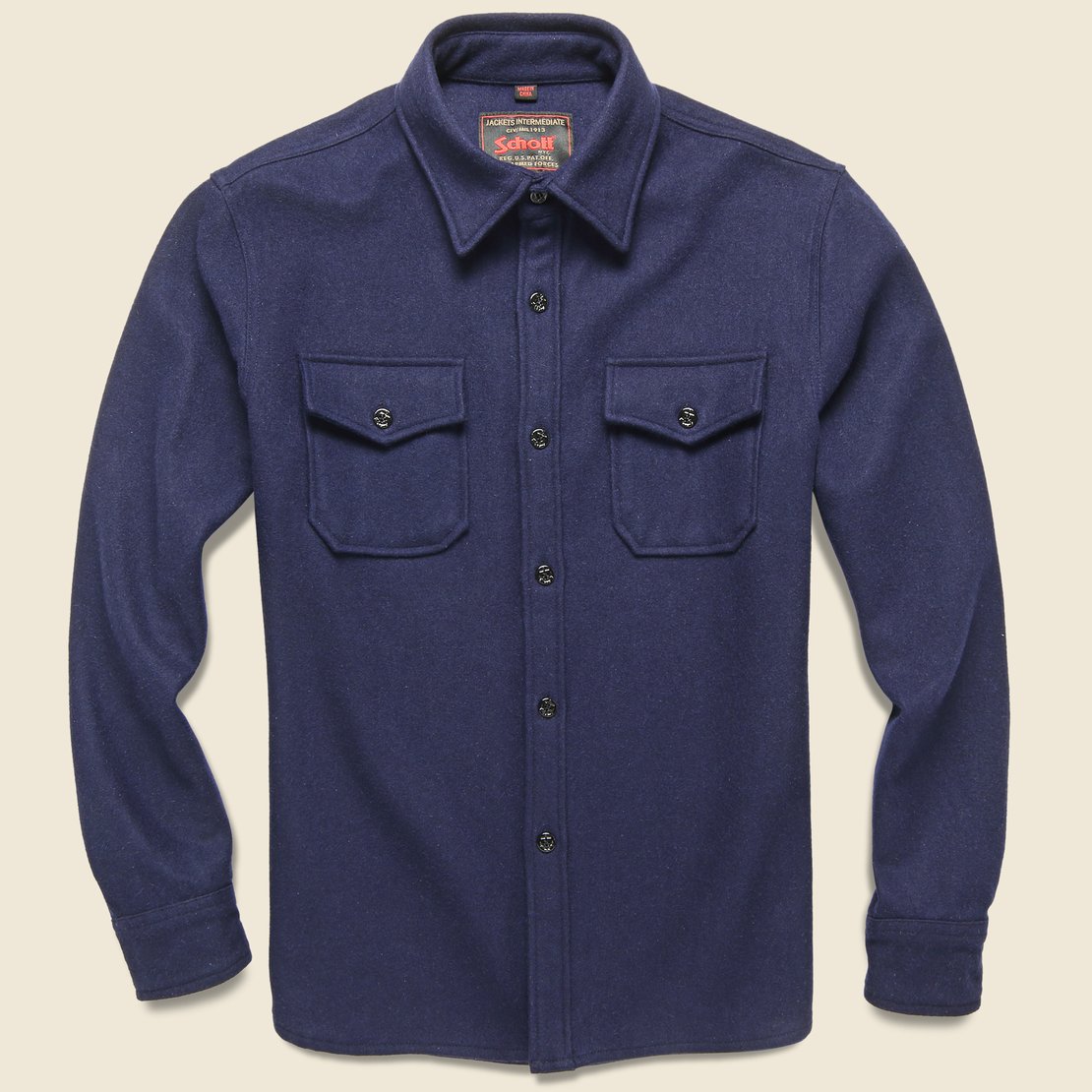 Schott CPO Wool Shirt - Navy