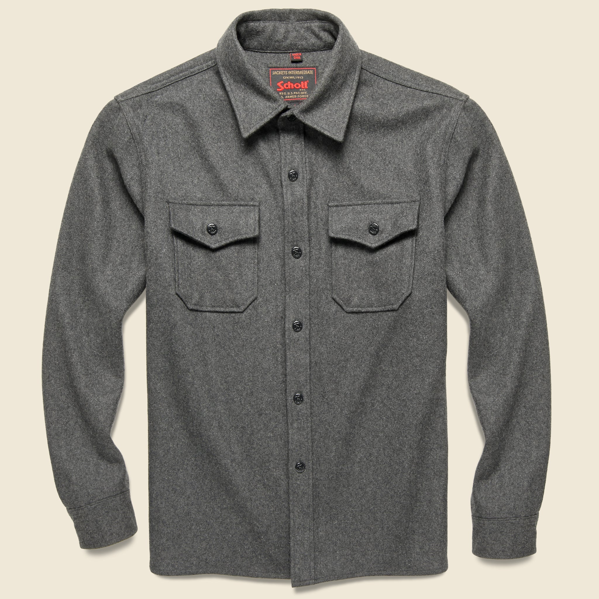CPO Wool Shirt - Grey - Schott - STAG Provisions - Tops - L/S Woven - Overshirt