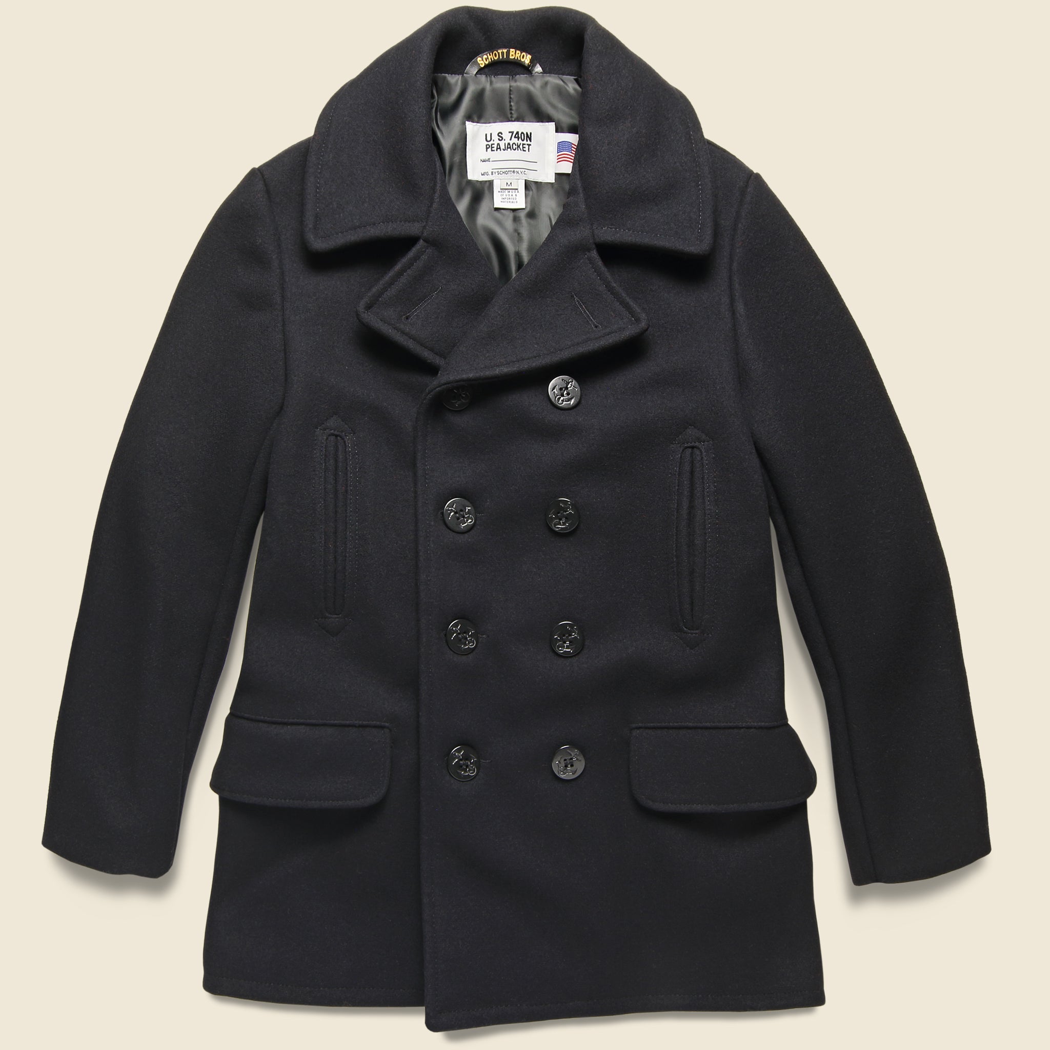 Melton Wool Peacoat - Navy - Schott - STAG Provisions - Outerwear - Coat / Jacket