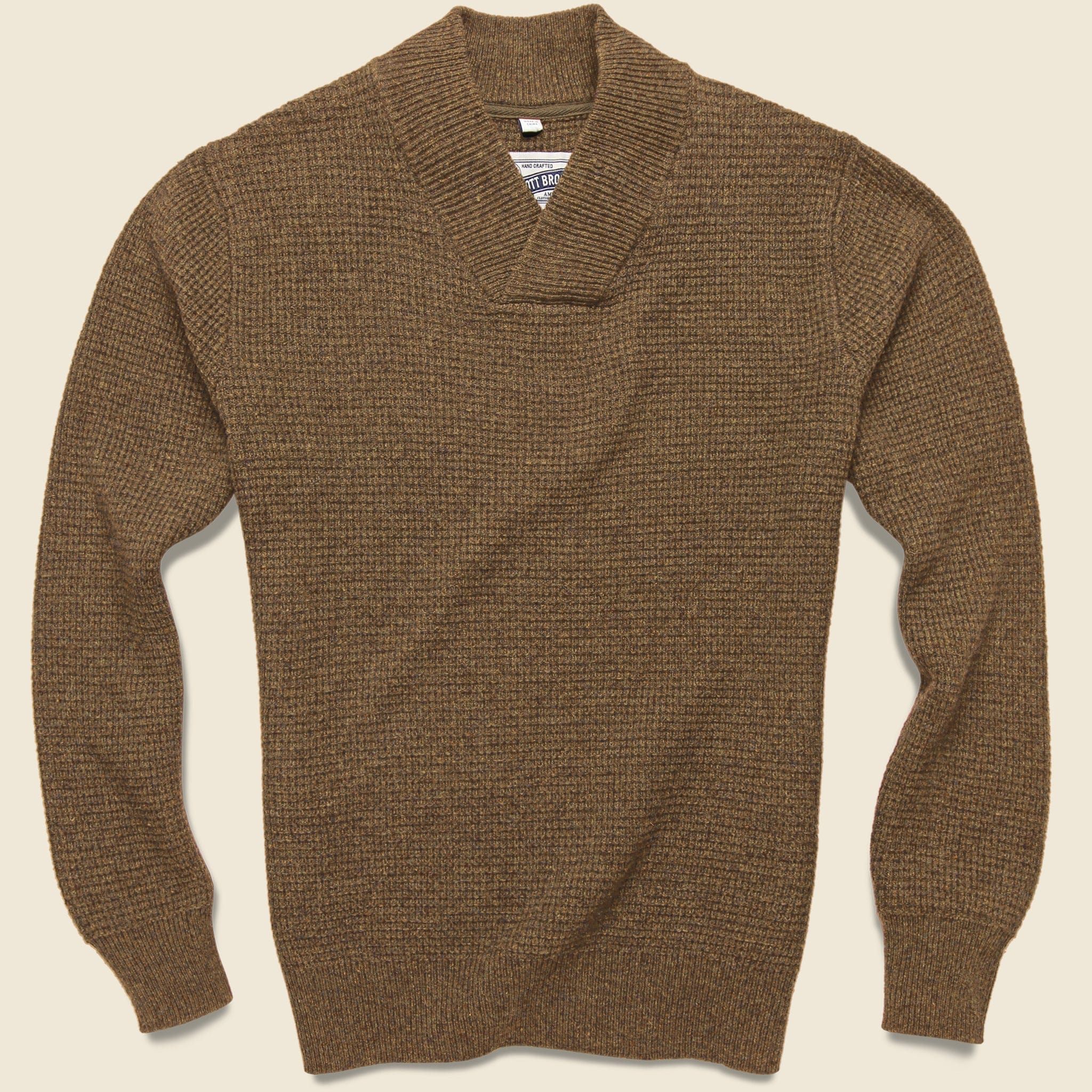 V-Neck Waffle Sweater - Camel - Schott - STAG Provisions - Tops - Sweater