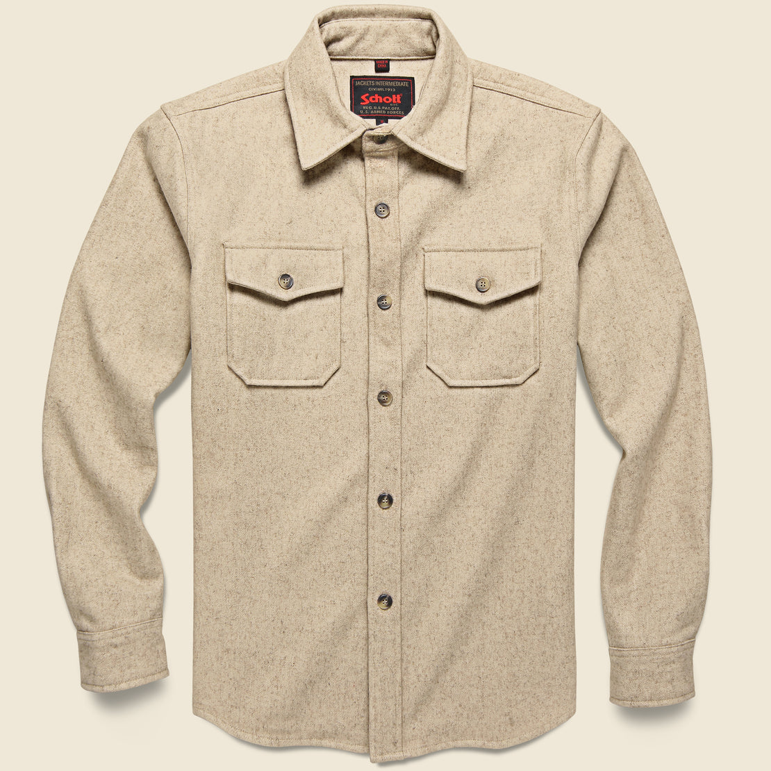 Schott CPO Wool Shirt - Taupe