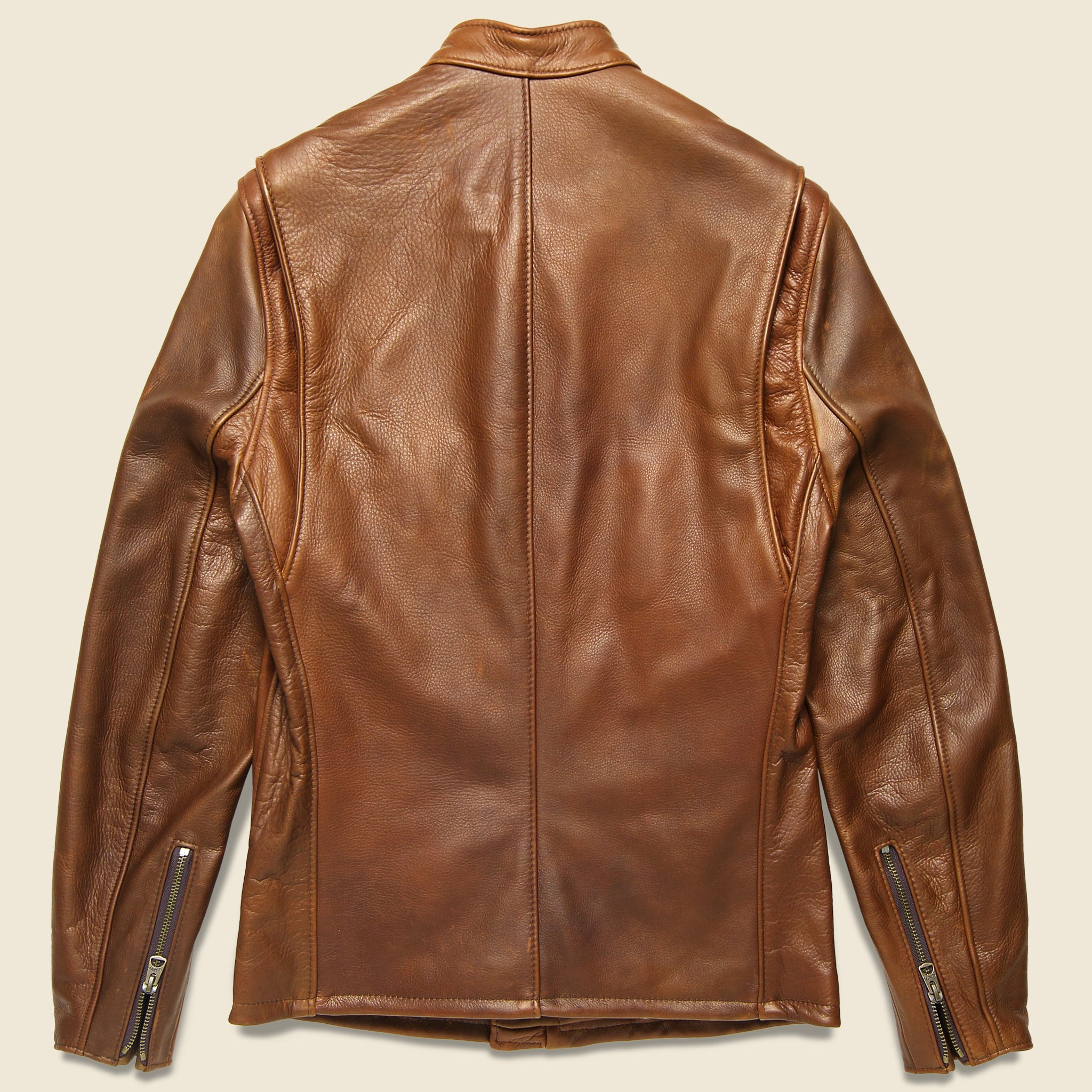 
                          Pebbled Cowhide Leather Café Racer Jacket - Brown - Schott - STAG Provisions - Outerwear - Coat / Jacket
                        