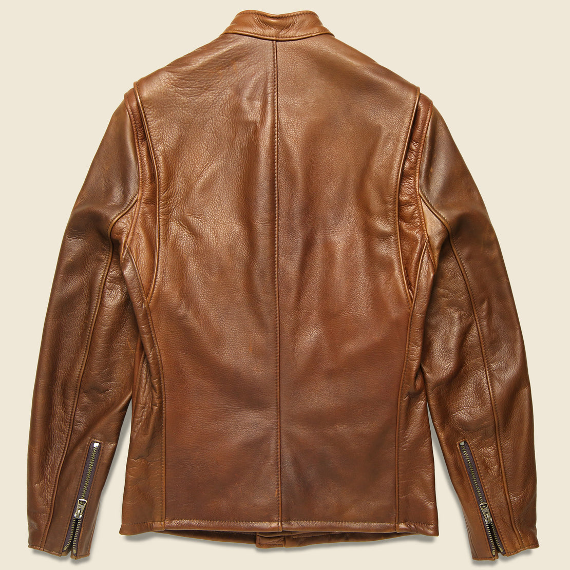 Pebbled Cowhide Leather Café Racer Jacket - Brown - Schott - STAG Provisions - Outerwear - Coat / Jacket