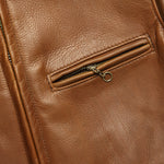 Pebbled Cowhide Leather Café Racer Jacket - Brown - Schott - STAG Provisions - Outerwear - Coat / Jacket