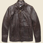 Cowhide Leather Caf√© Racer Jacket - Dark Brown - Schott - STAG Provisions - Outerwear - Coat / Jacket