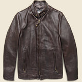 Cowhide Leather Caf√© Racer Jacket - Dark Brown - Schott - STAG Provisions - Outerwear - Coat / Jacket