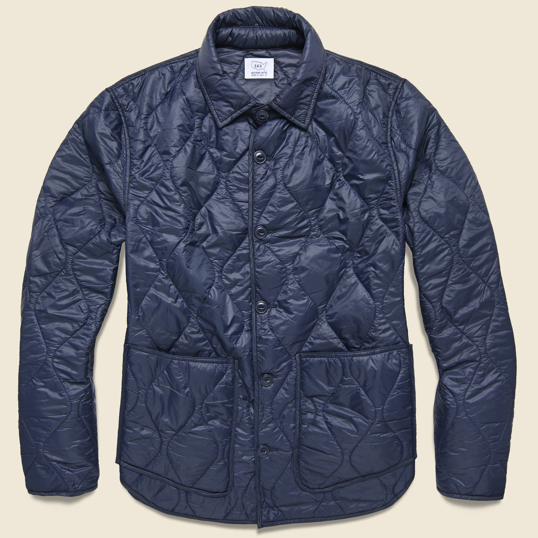 Save Khaki Quilted Nylon Shirt Jacket - Navy