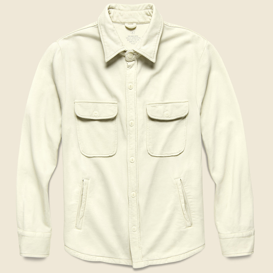 Save Khaki Supima Fleece CPO Shirt Jacket - Stone