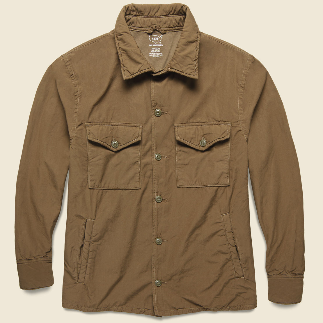 Save Khaki Fleece Lined Shirt Jacket - Barley