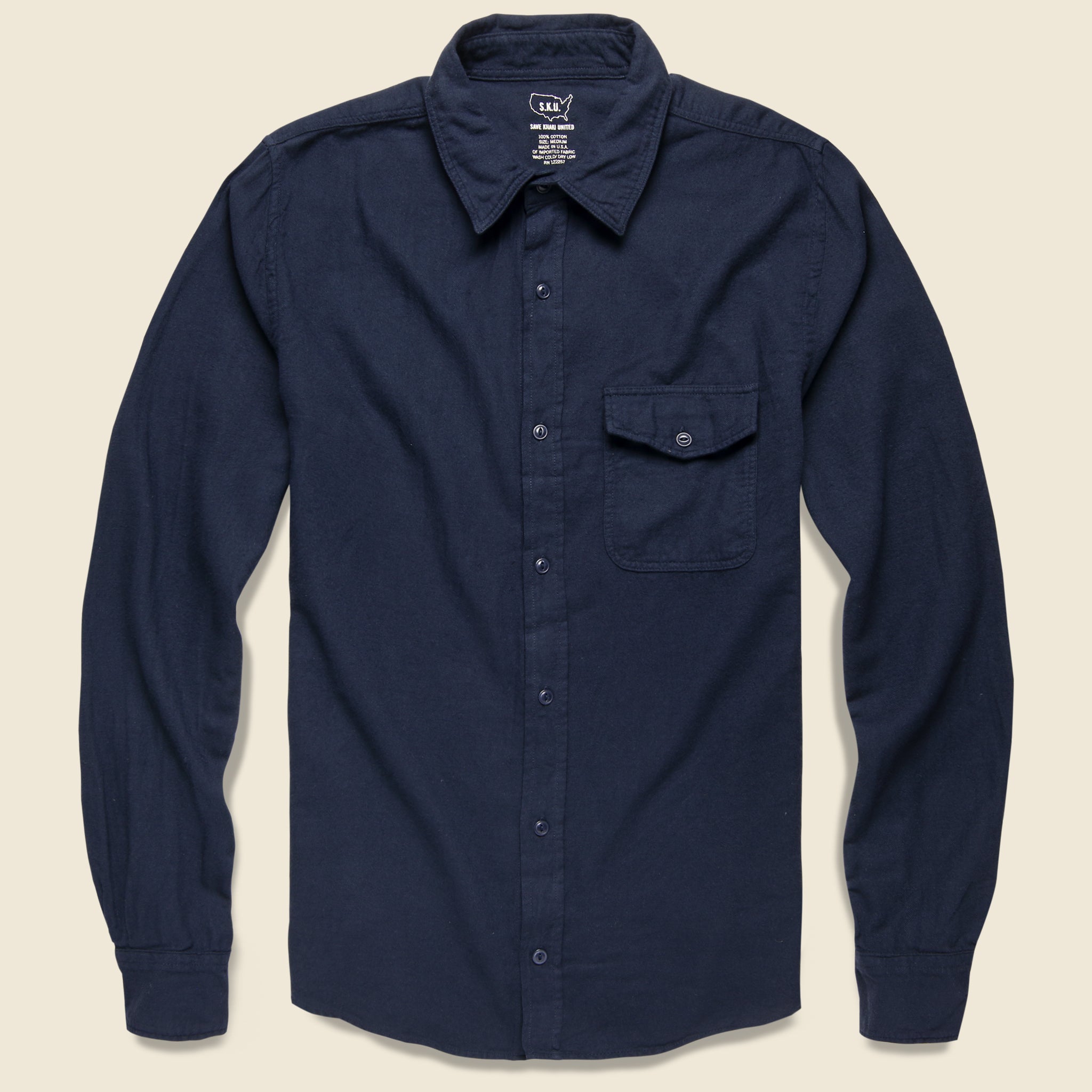 Oat Flannel Workshirt - Navy - Save Khaki - STAG Provisions - Tops - L/S Woven - Solid