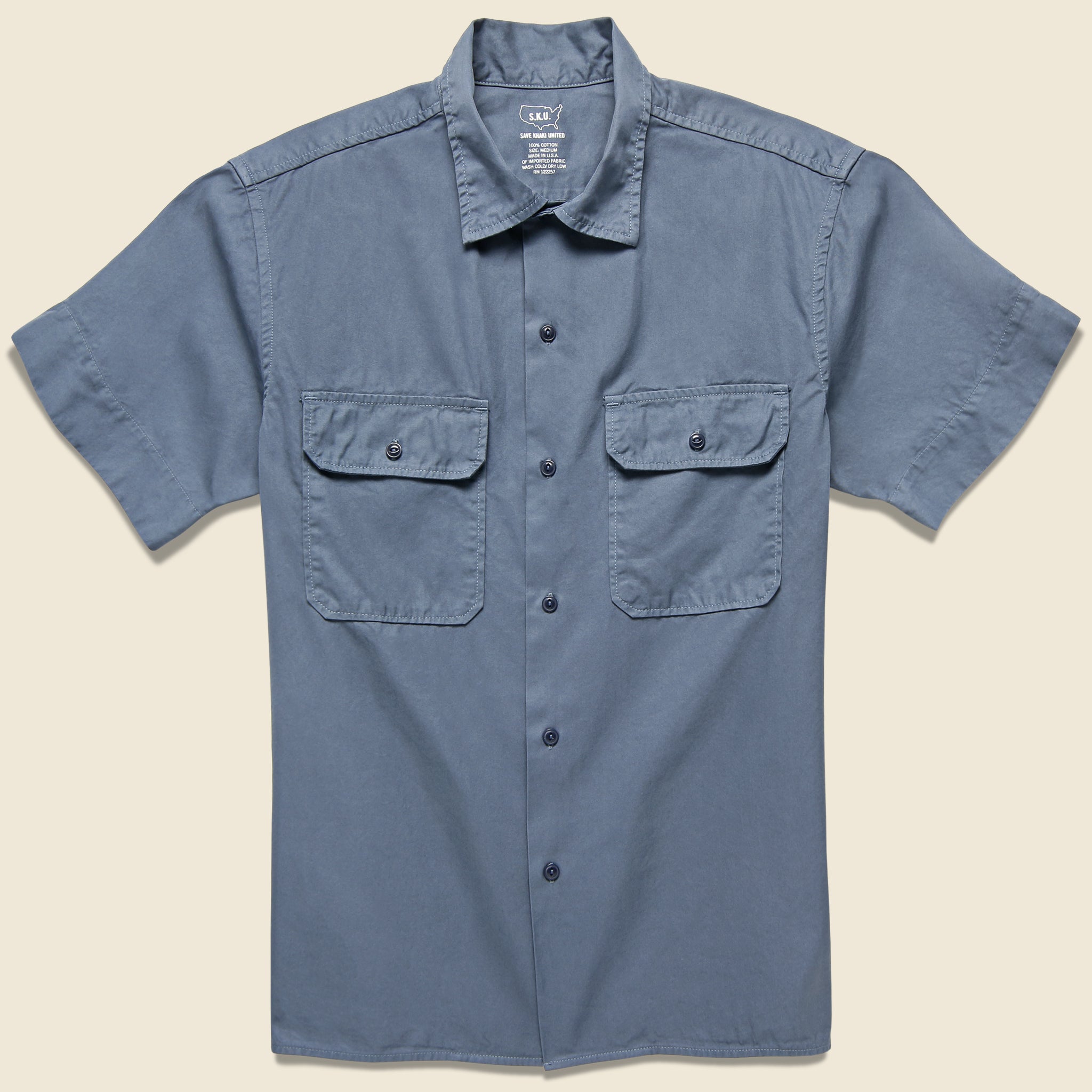 Light Twill Camp Shirt - Blue - Save Khaki - STAG Provisions - Tops - S/S Woven - Solid
