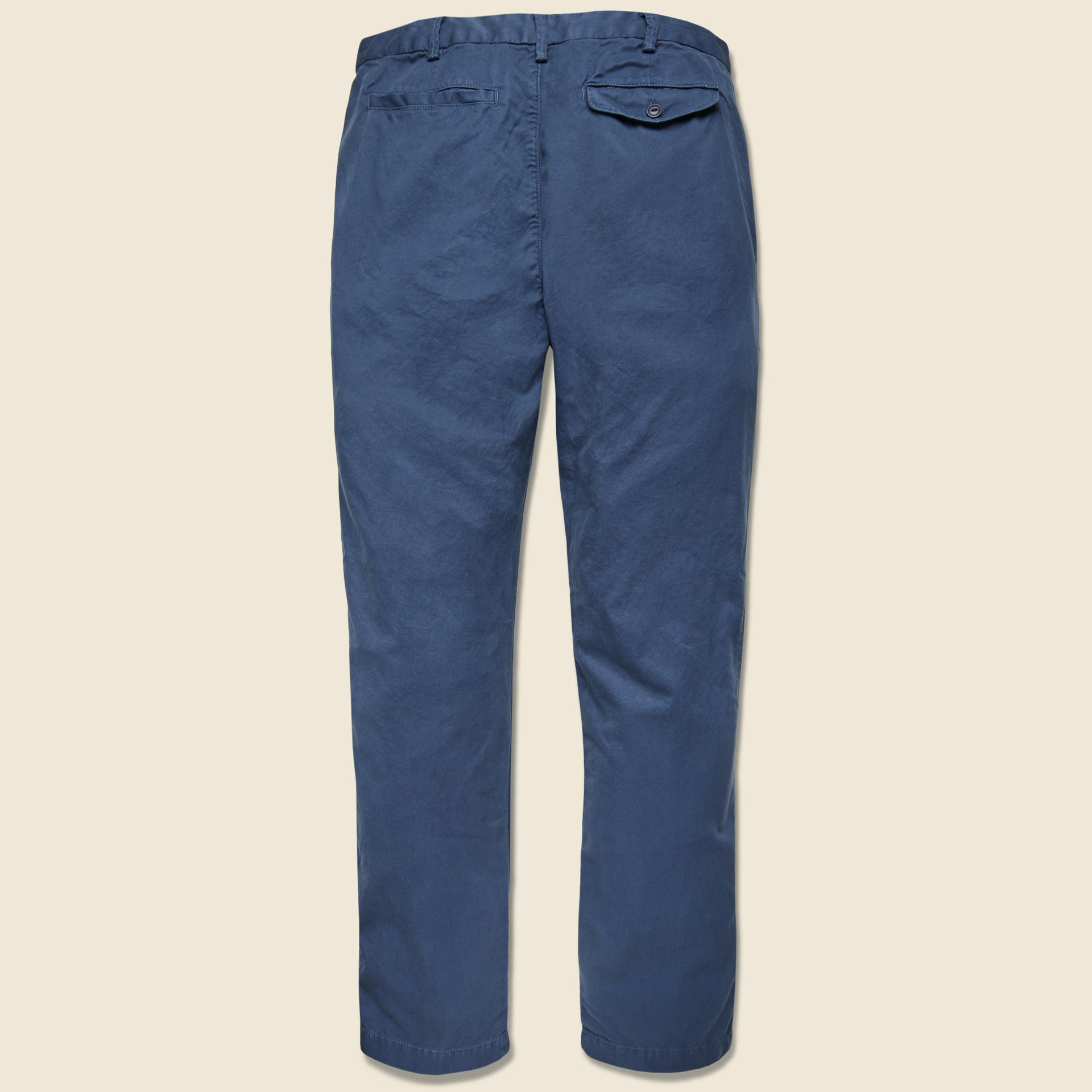 Blue Stretch Cotton Blend Carrot Twill Trousers