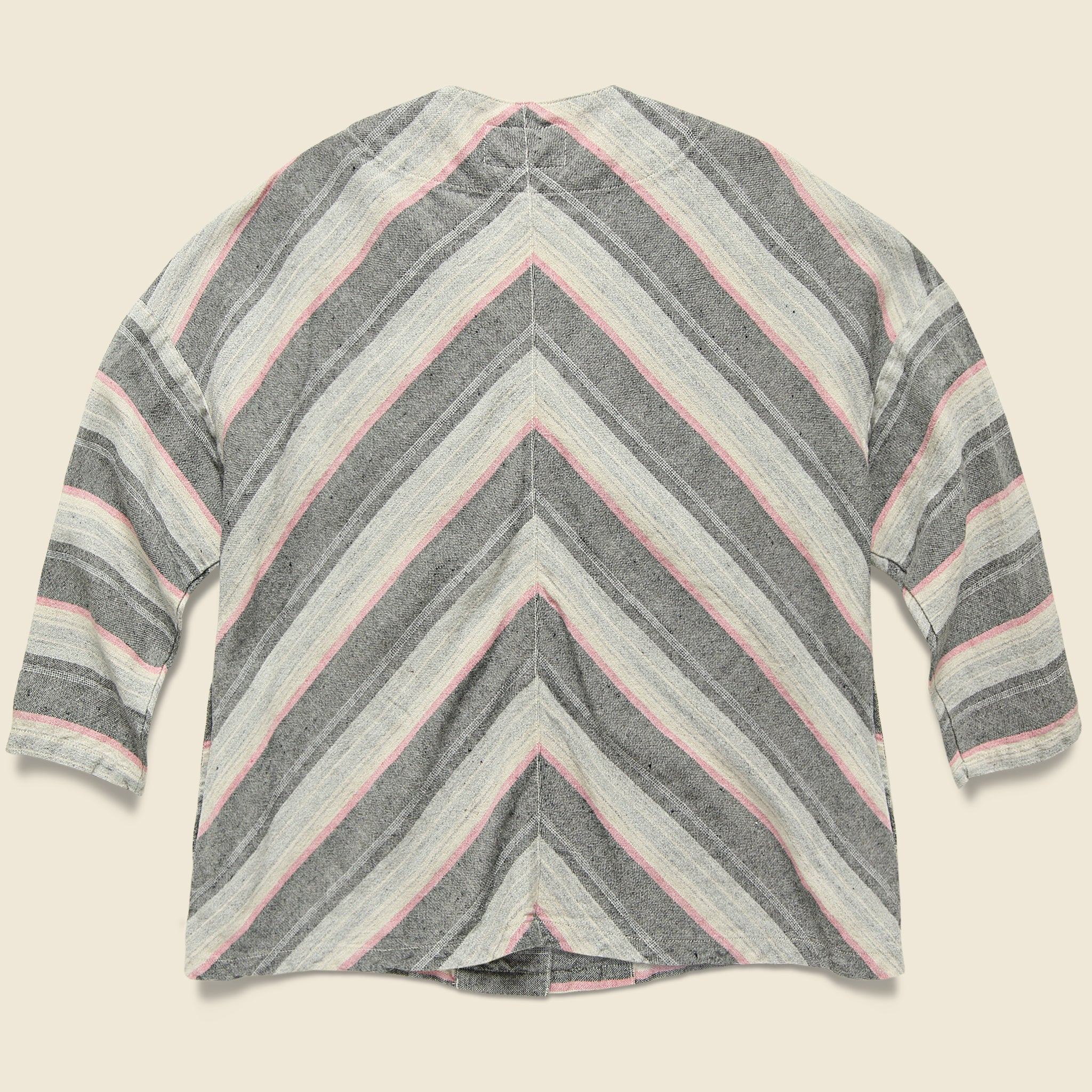 
                          Native Border Haori Kimono - Grey/Pink Stripe - Setto - STAG Provisions - W - Tops - L/S Woven
                        