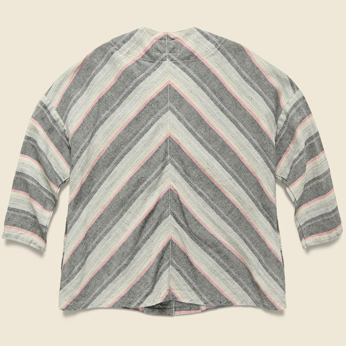 Native Border Haori Kimono - Grey/Pink Stripe - Setto - STAG Provisions - W - Tops - L/S Woven