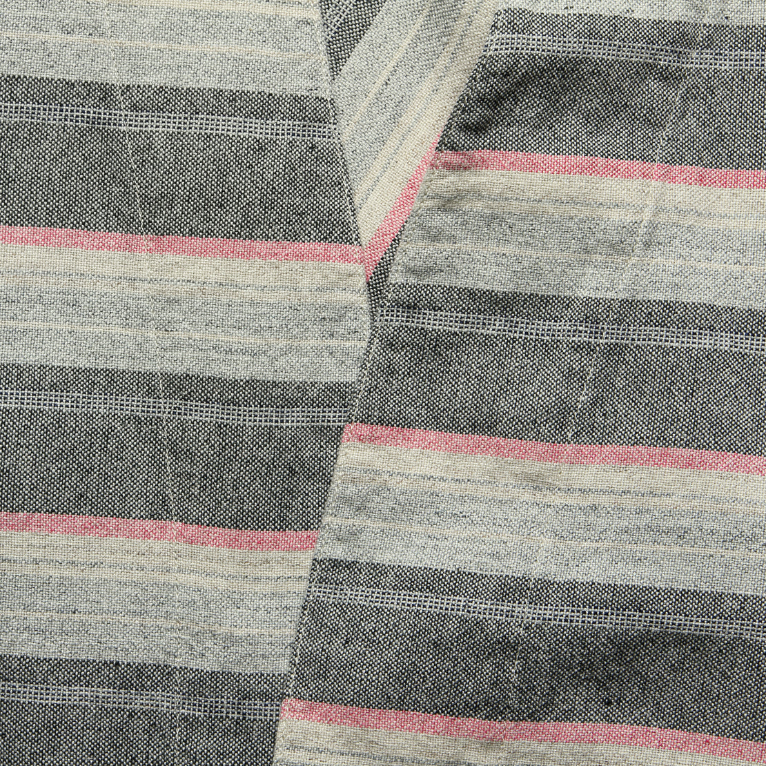 Native Border Haori Kimono - Grey/Pink Stripe