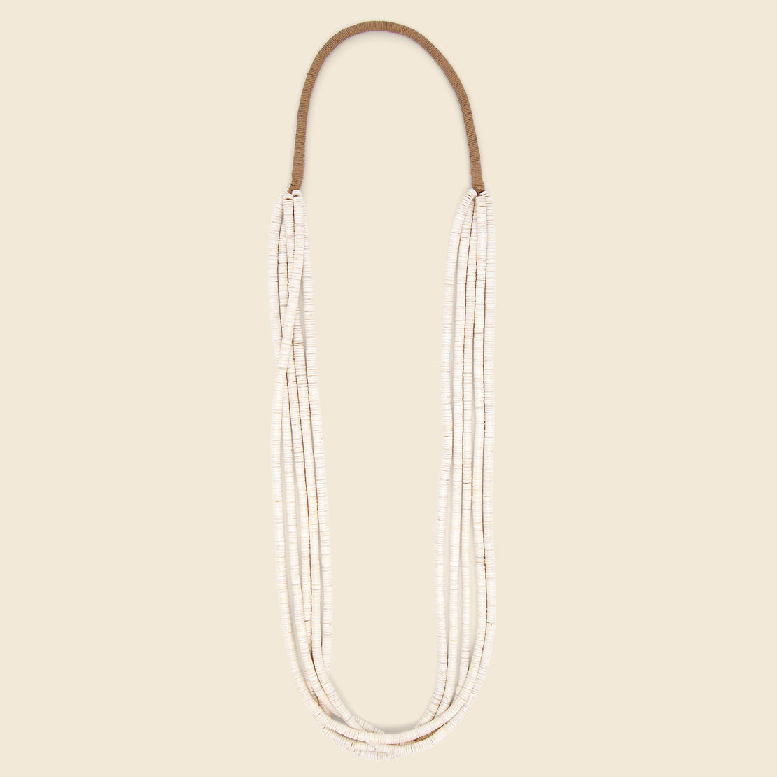 Smith Bros. Five-Strand Clam Shell Heishe Bead Necklace - White