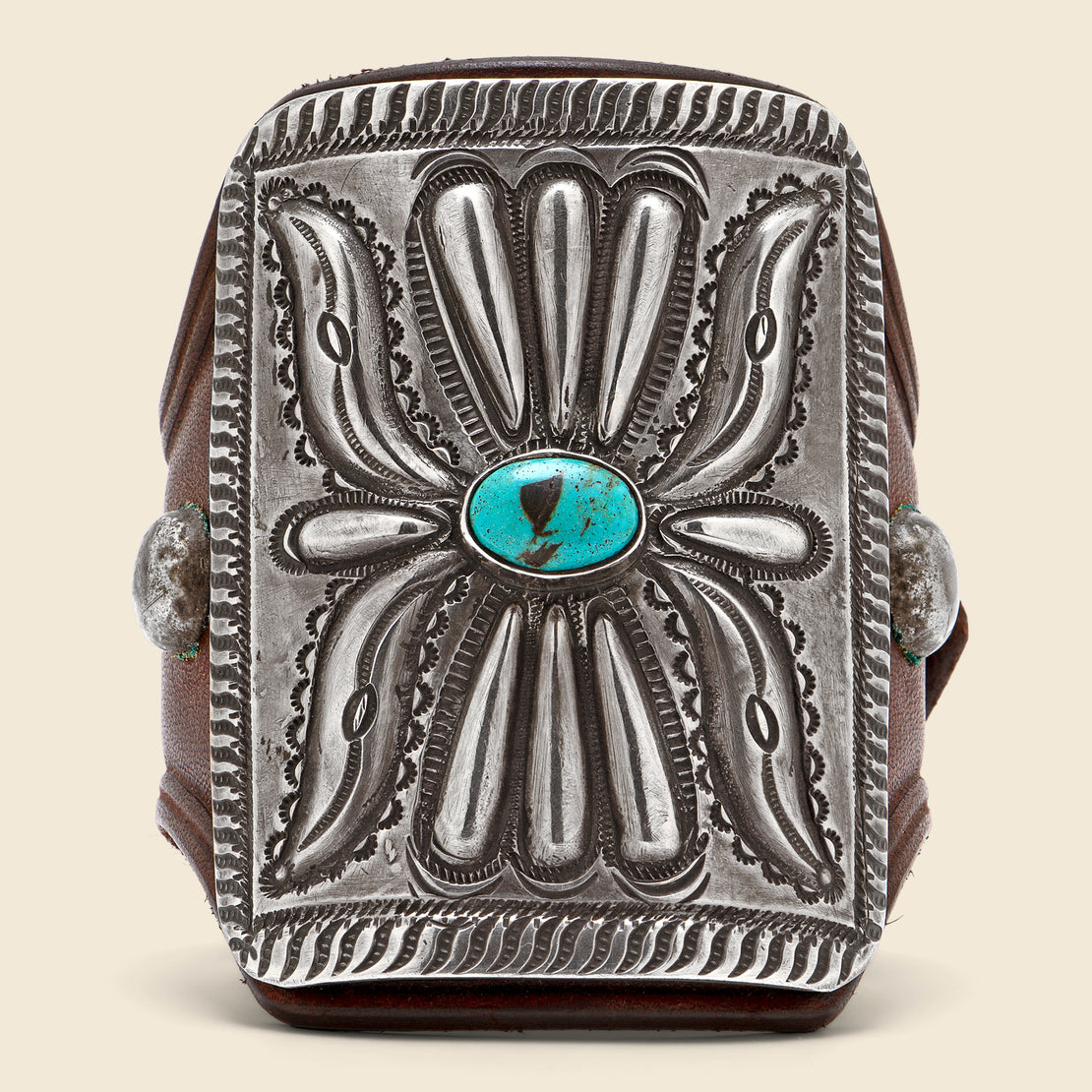 Flower & Leaf Motif Ketoh - Sterling Silver/Blue Oval Turquoise - Smith Bros. - STAG Provisions - W - One & Done - Accessories & Jewelry