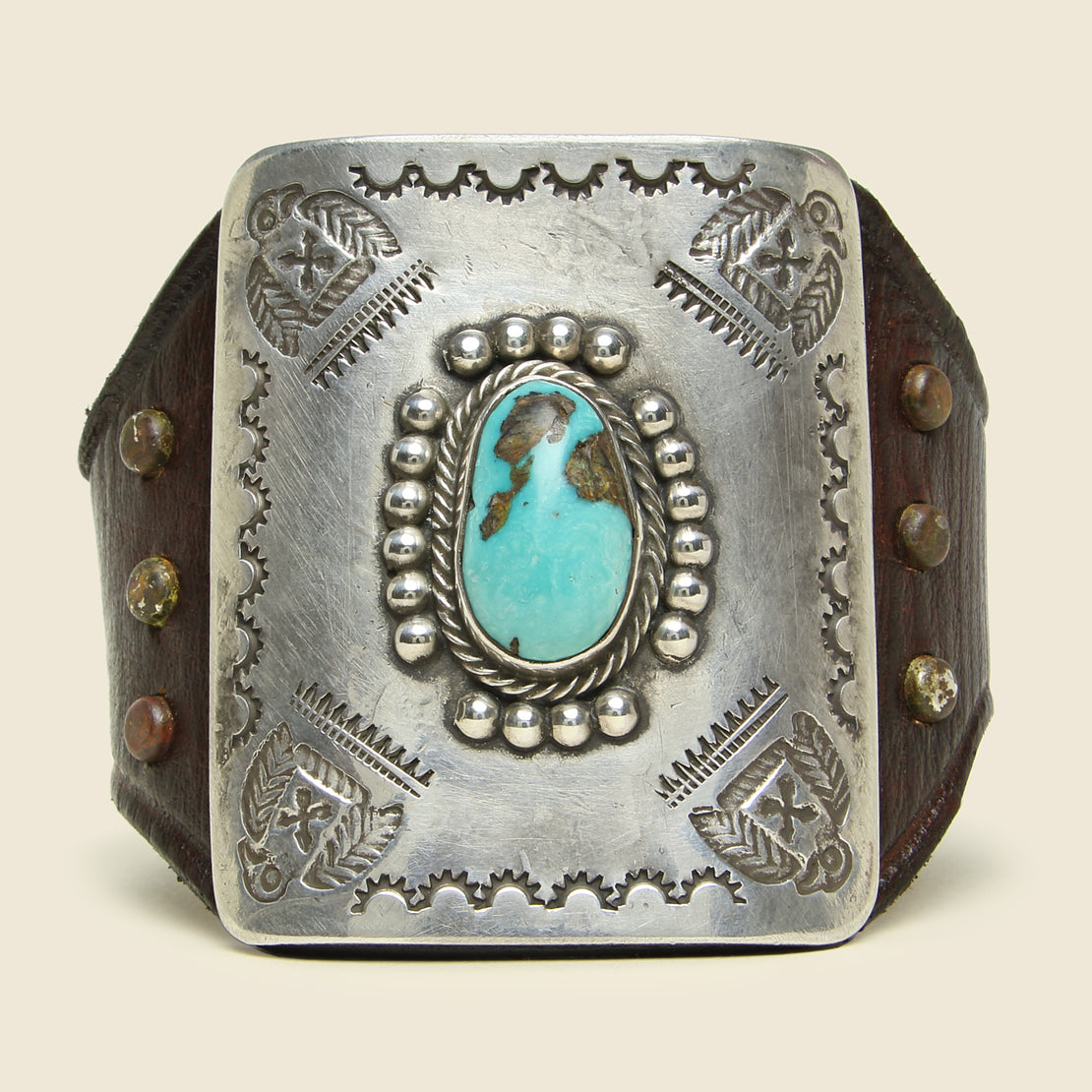 Thunderbird Stamped Ketoh - Leather/Sterling/Turquoise - Smith Bros. Trading Co. - STAG Provisions - One & Done - Accessories & Jewelry