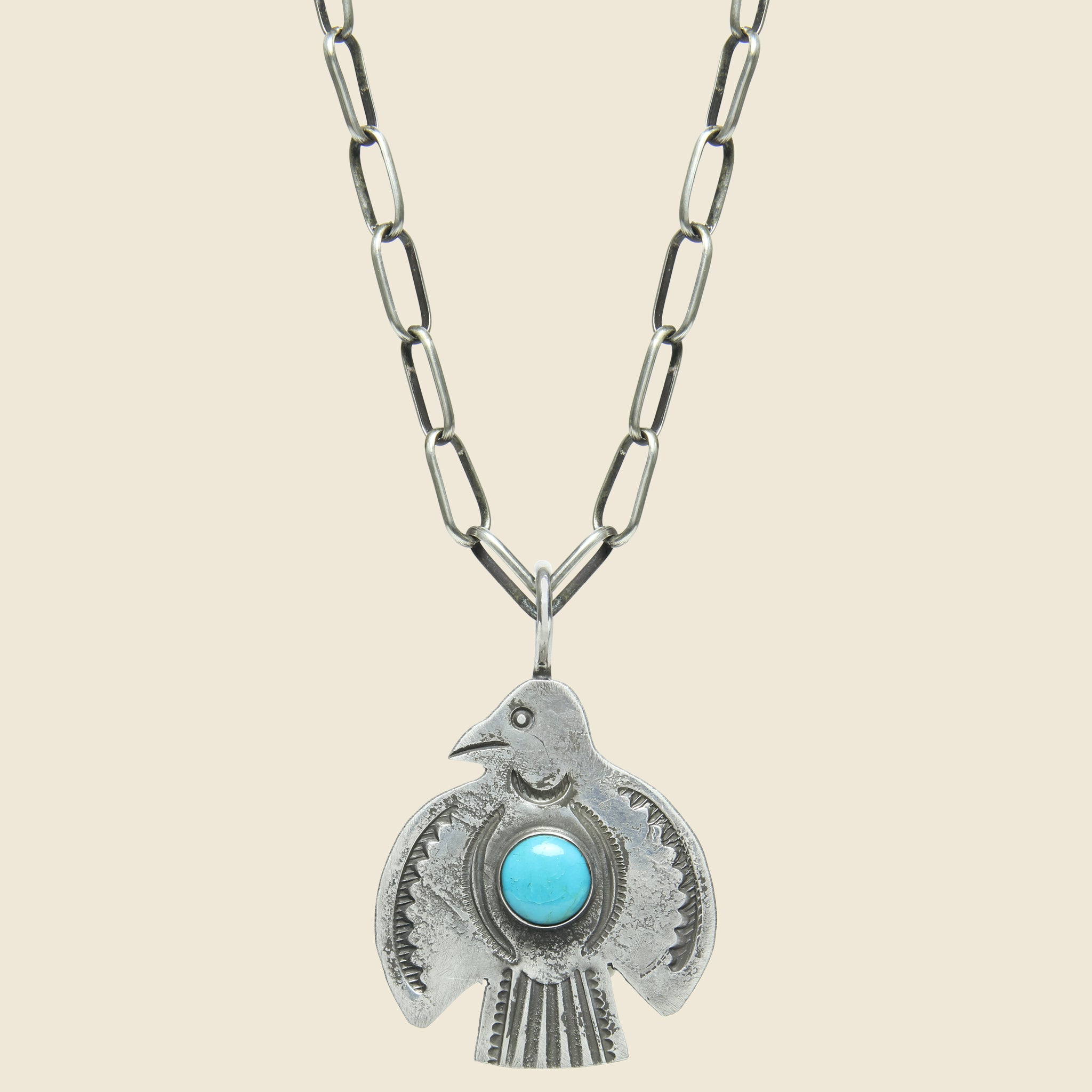 Round Wings Thunderbird Pendant Necklace - Sterling/Turquoise - Smith Bros. Trading Co. - STAG Provisions - One & Done - Accessories & Jewelry