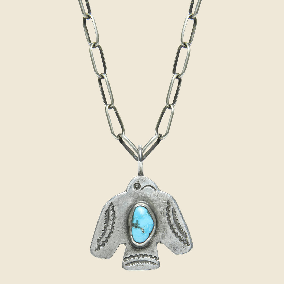 Smith Bros. Trading Co. Scallop Tail Thunderbird Pendant Necklace - Sterling/Turquoise