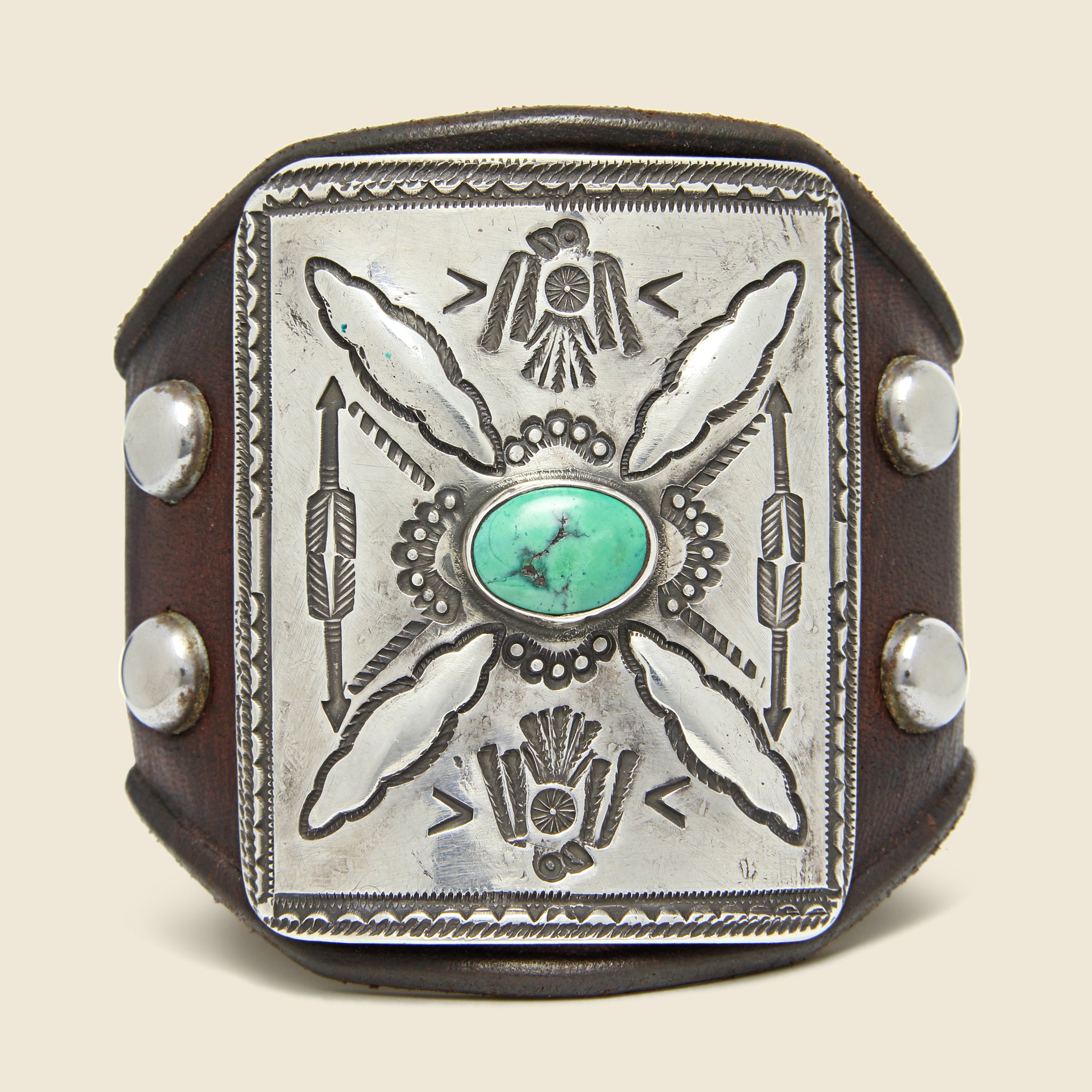 
                          Double Thunderbird Motif Ketoh - Leather/Sterling/Turquoise - Smith Bros. Trading Co. - STAG Provisions - One &amp; Done - Accessories &amp; Jewelry
                        