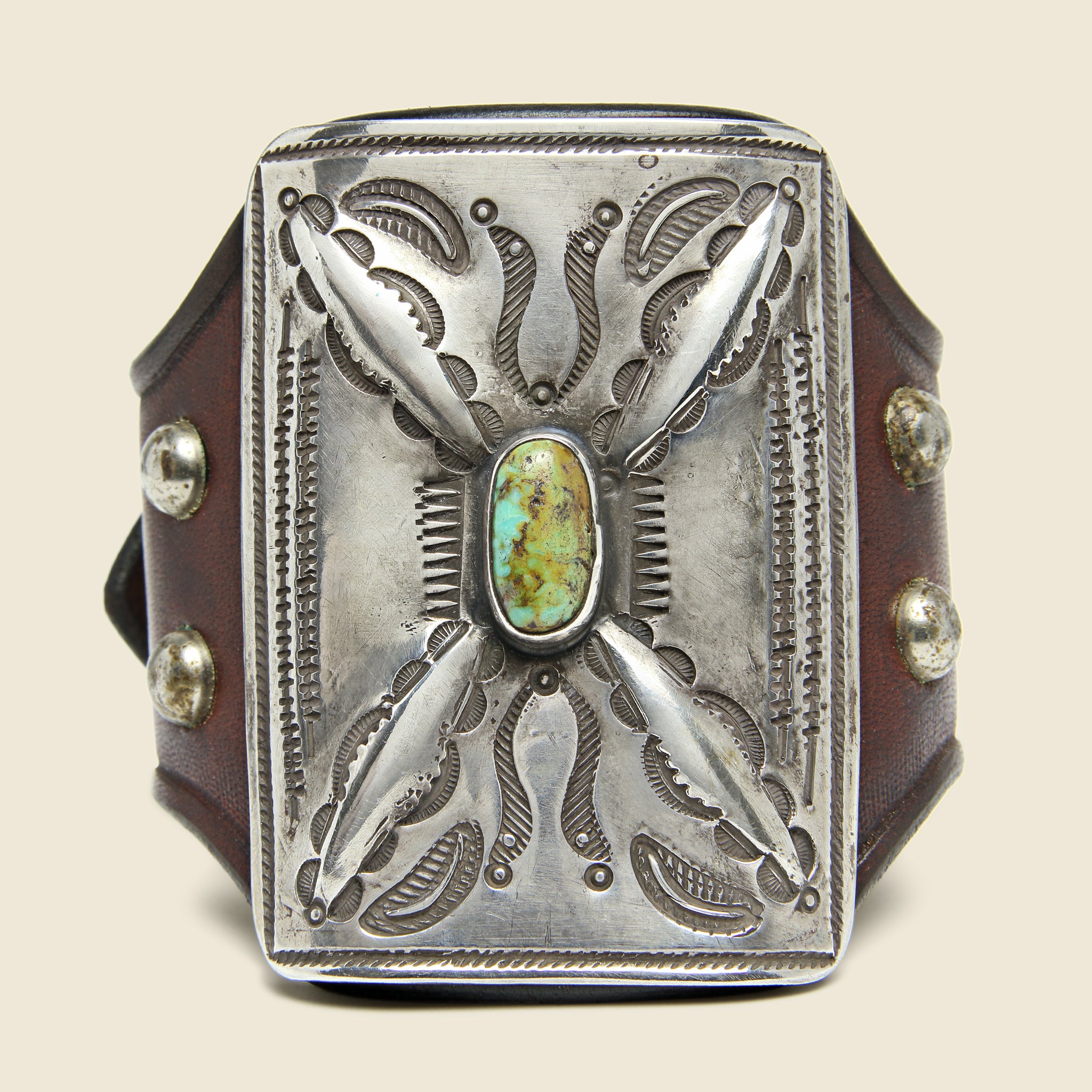 
                          Cresent &amp; Dash Stamped Ketoh - Leather/Sterling/Turquoise - Smith Bros. Trading Co. - STAG Provisions - One &amp; Done - Accessories &amp; Jewelry
                        