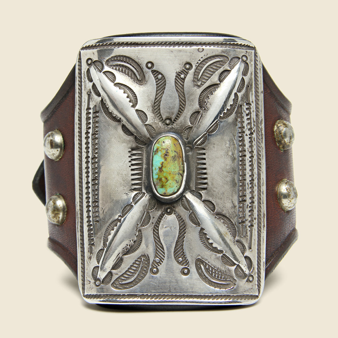 Cresent & Dash Stamped Ketoh - Leather/Sterling/Turquoise - Smith Bros. Trading Co. - STAG Provisions - One & Done - Accessories & Jewelry