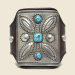 Leaf & Sunburst Motif Ketoh - Leather/Sterling/Turquoise - Smith Bros. Trading Co. - STAG Provisions - One & Done - Accessories & Jewelry