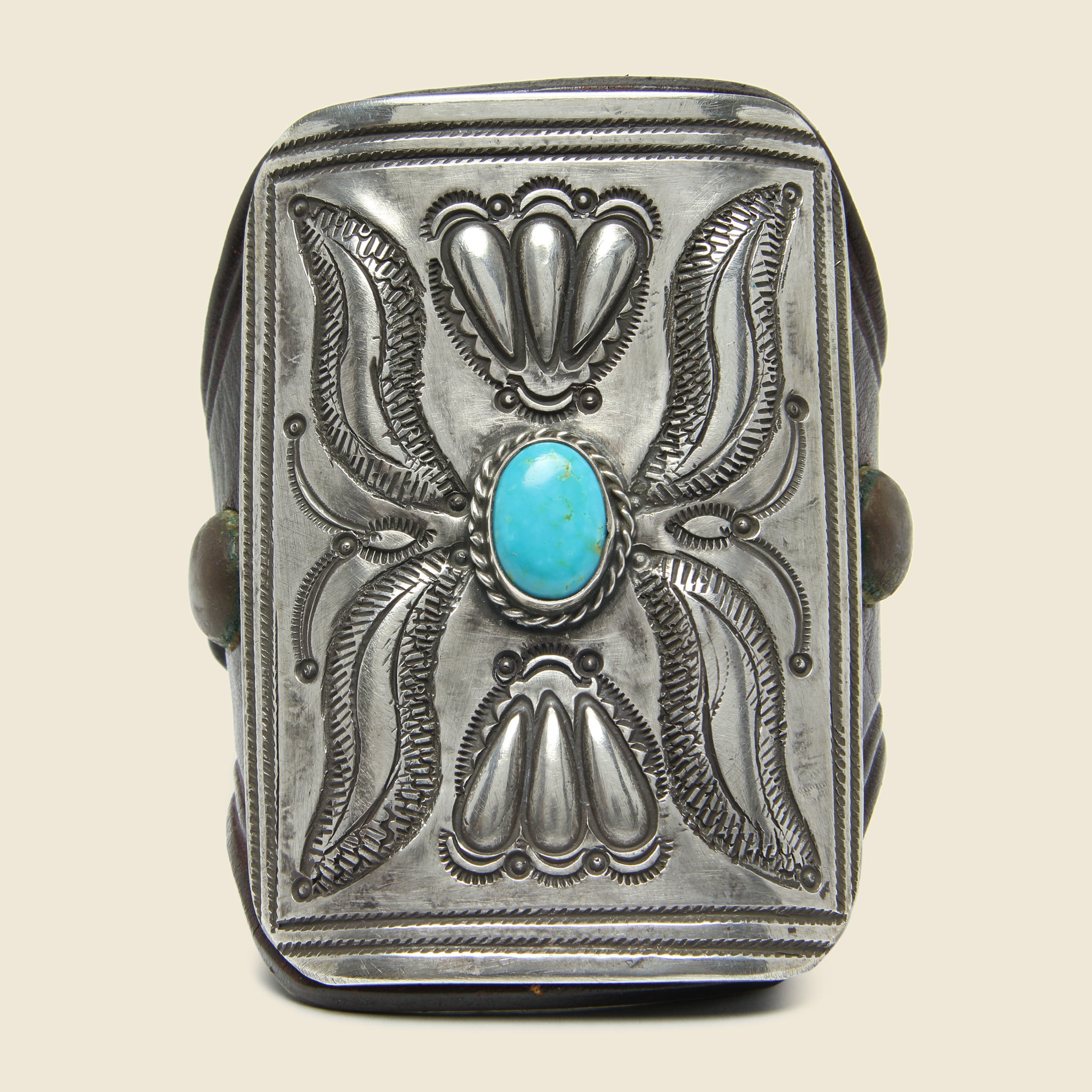 Rope Frame & Leaf Stamped Ketoh - Leather/Sterling/Turquoise - Smith Bros. Trading Co. - STAG Provisions - One & Done - Accessories & Jewelry
