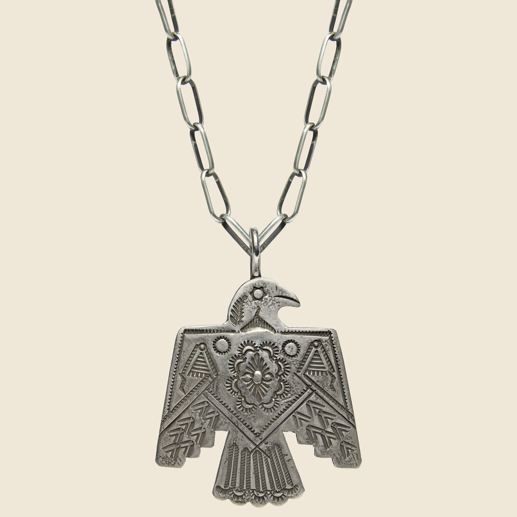 Large Geometric Thunderbird Pendant Necklace - Sterling Silver - Smith Bros. Trading Co. - STAG Provisions - One & Done - Accessories & Jewelry