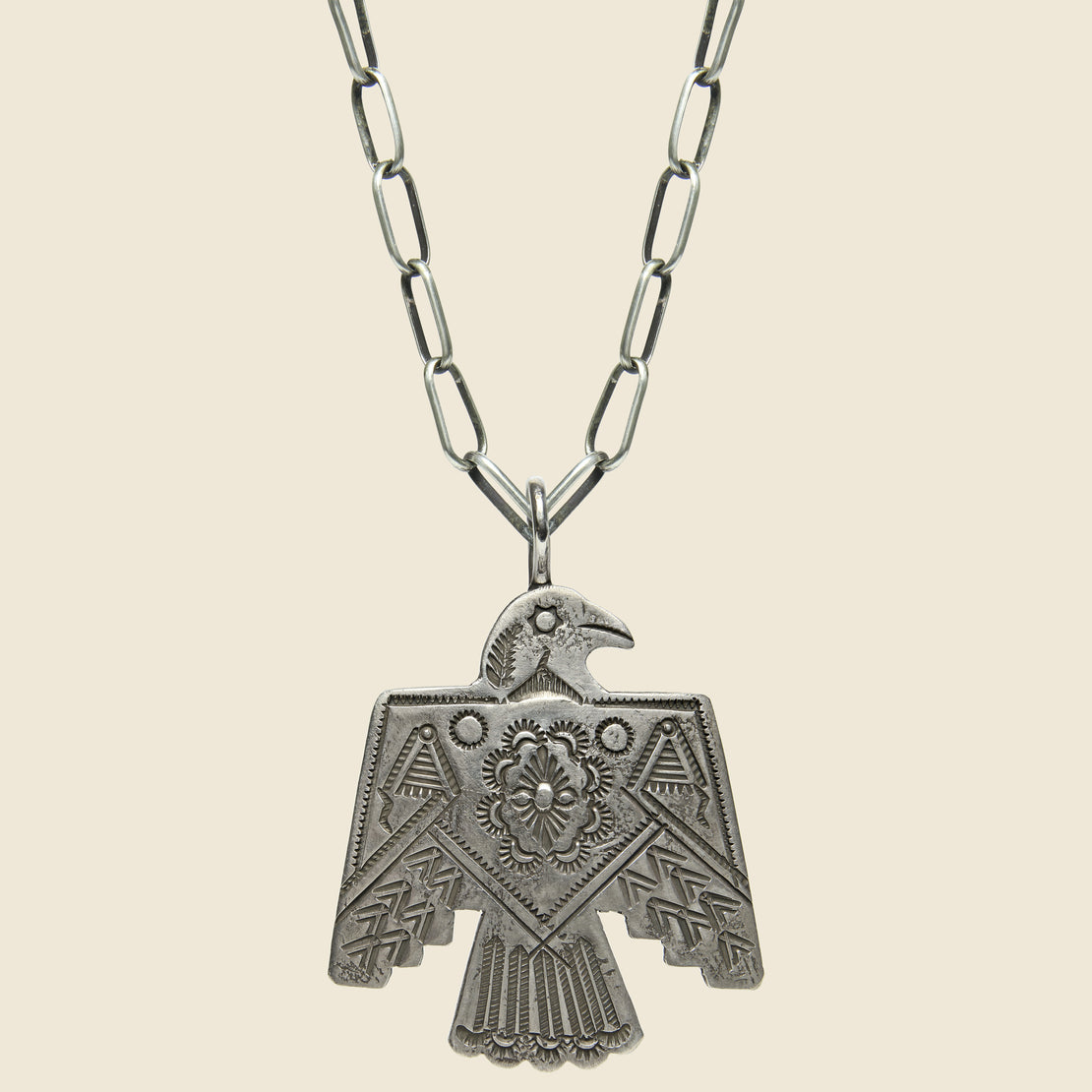 Smith Bros. Trading Co. Large Geometric Thunderbird Pendant Necklace - Sterling Silver