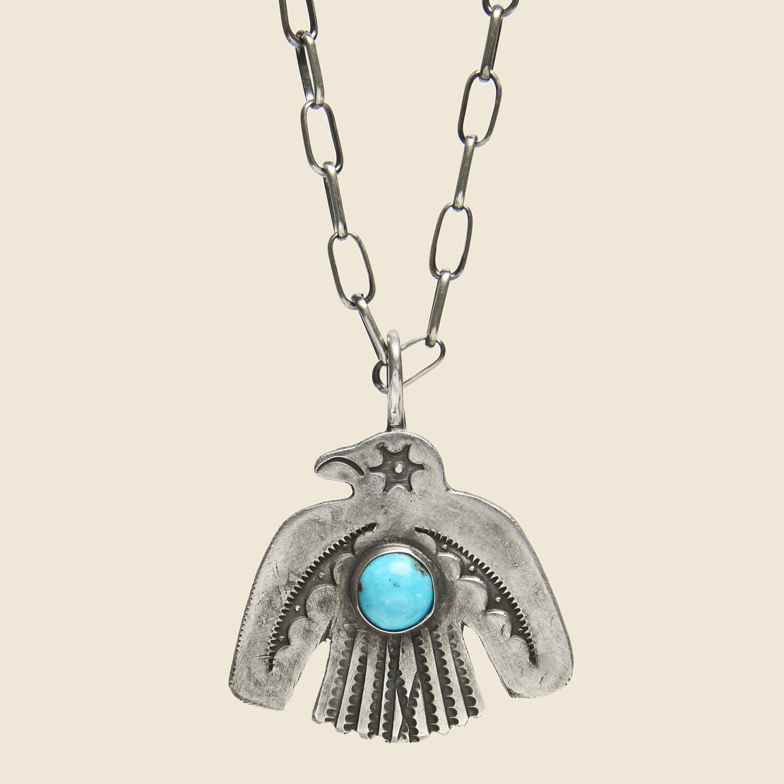 Smith Bros. Trading Co. Thunderbird Pendant Necklace - Sterling/Turquoise