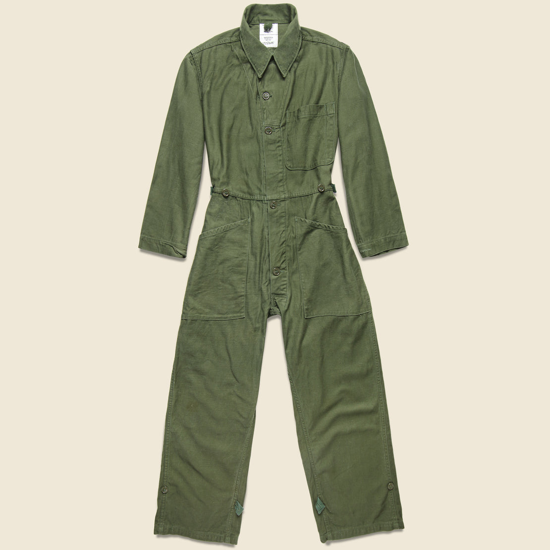 Vintage Cotton Sateen Type I Military Coverall - Olive Drab