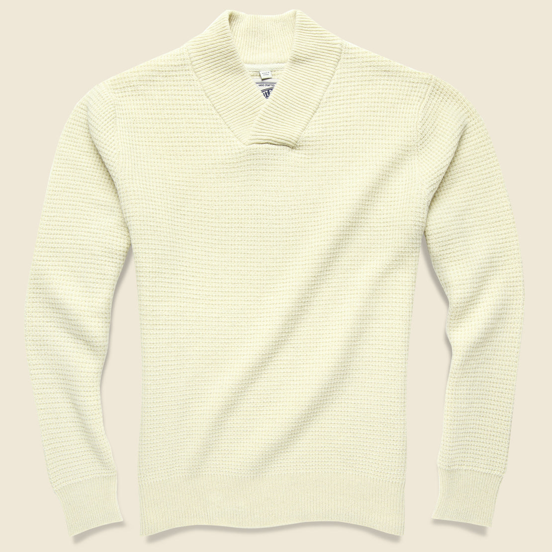 Schott V-Neck Waffle Sweater - Off-White