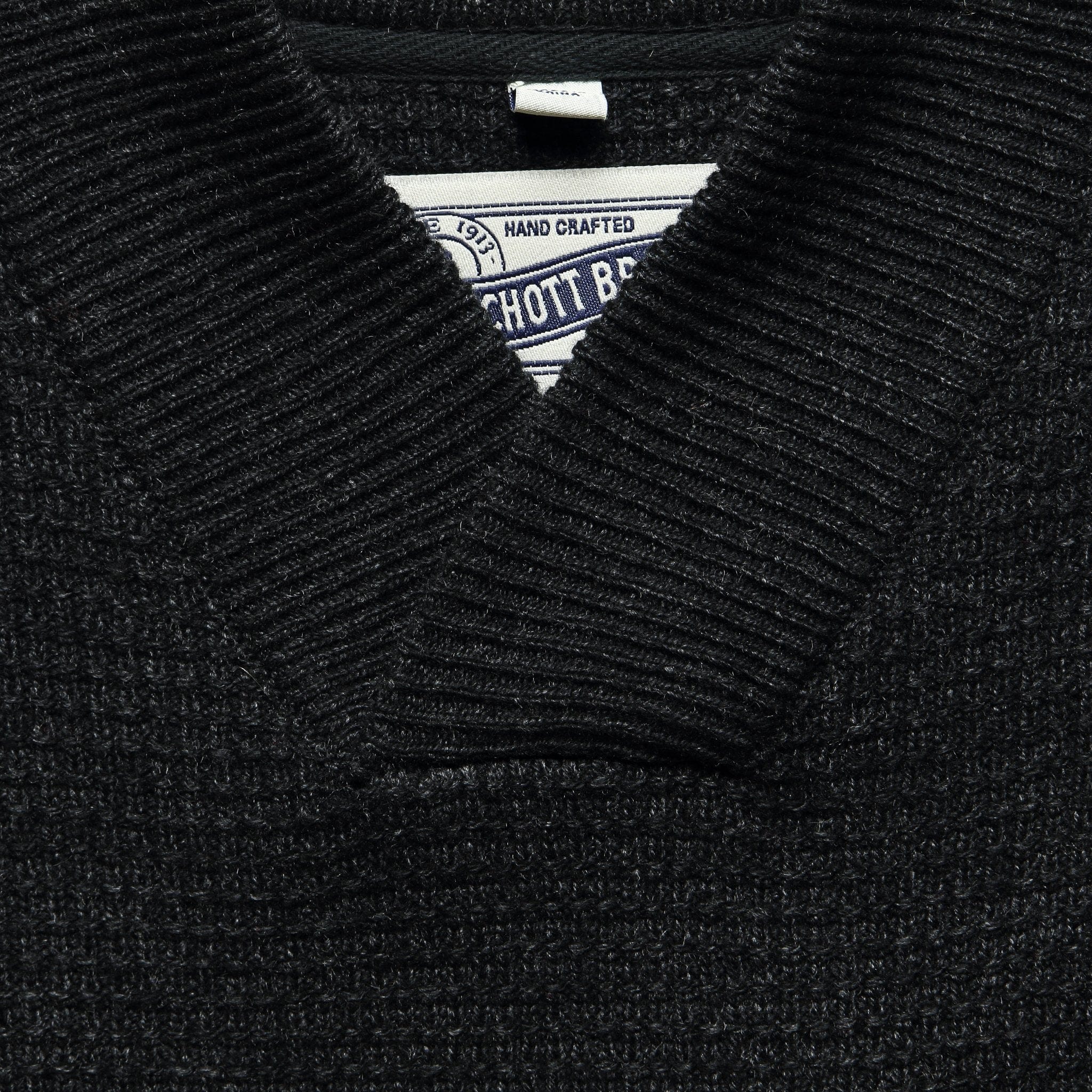 
                          V-Neck Waffle Sweater - Black - Schott - STAG Provisions - Tops - Sweater
                        