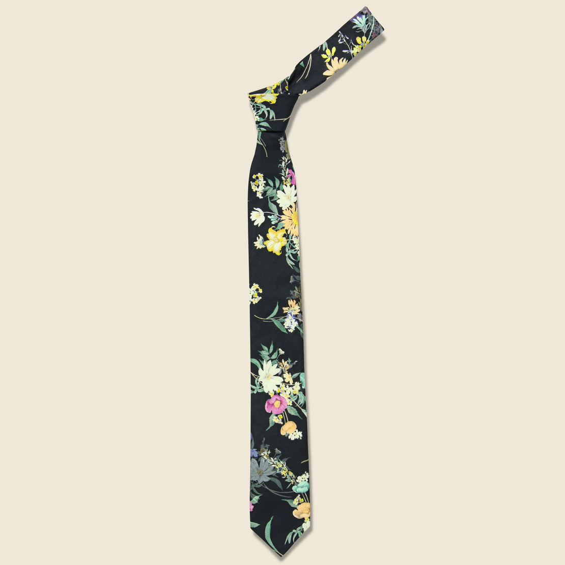 The Hill-Side Lightweight Bouquet Print Tie - Black