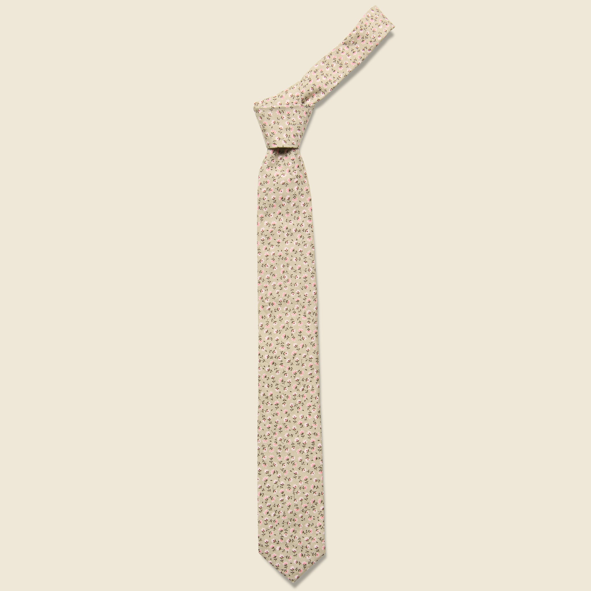 Miniature Calico Print Tie - Tan - The Hill-Side - STAG Provisions - Accessories - Ties