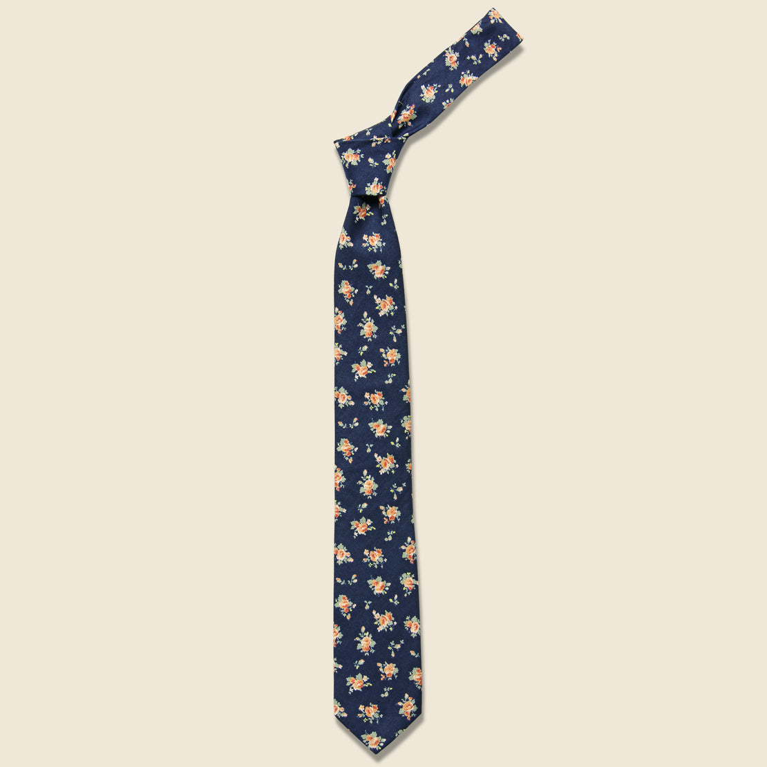 The Hill-Side Classic Calico Print Tie - Navy