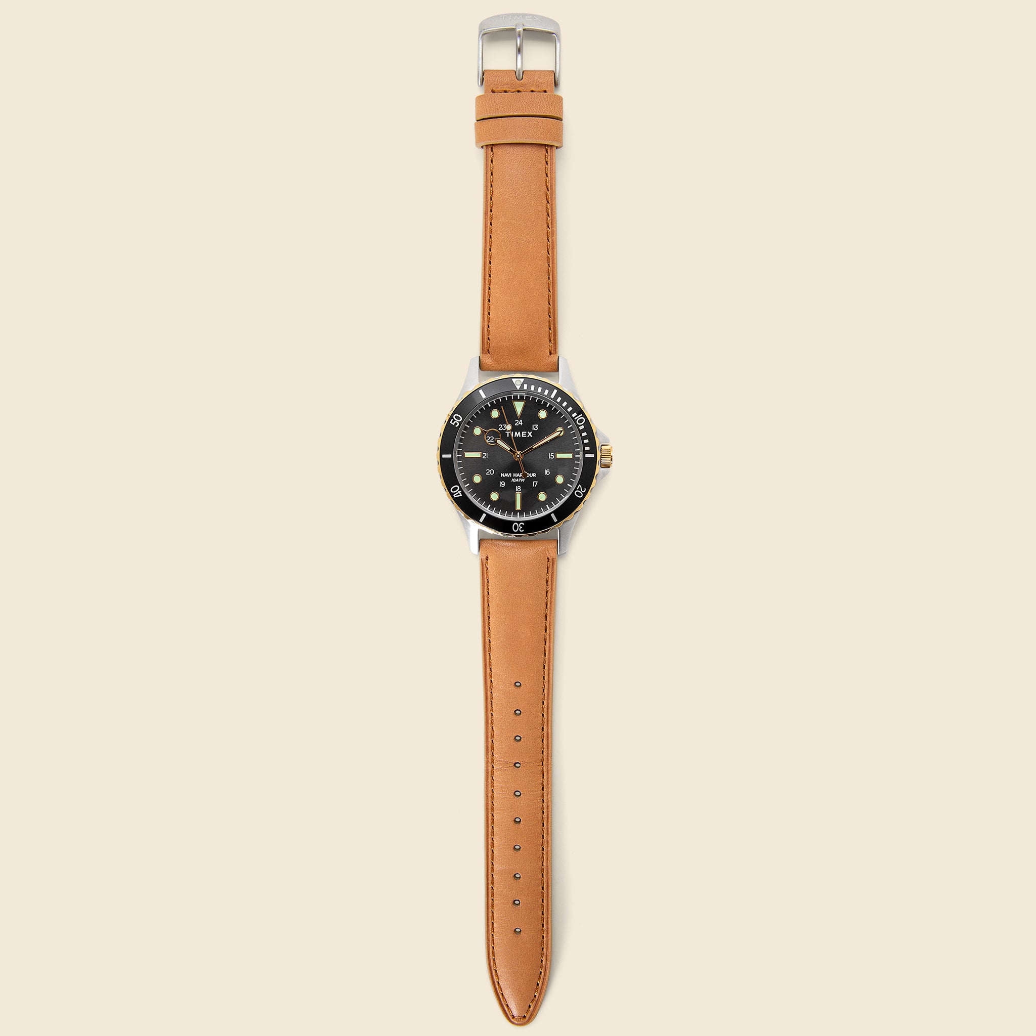 
                          Navi XL Leather Strap Watch 41mm - Stainless Steel/Tan/Black - Timex - STAG Provisions - Accessories - Watches
                        