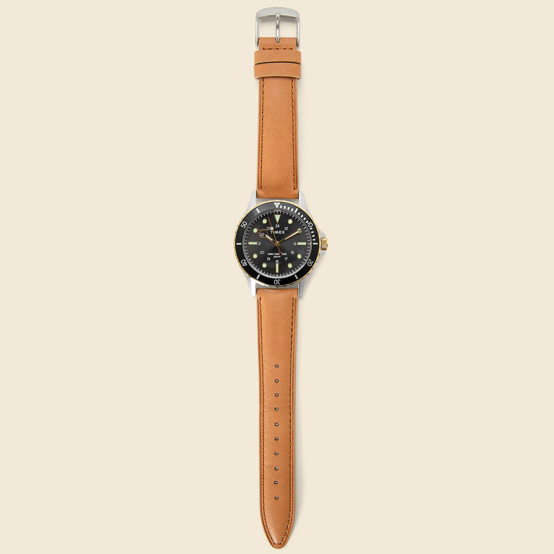 Navi XL Leather Strap Watch 41mm - Stainless Steel/Tan/Black - Timex - STAG Provisions - Accessories - Watches