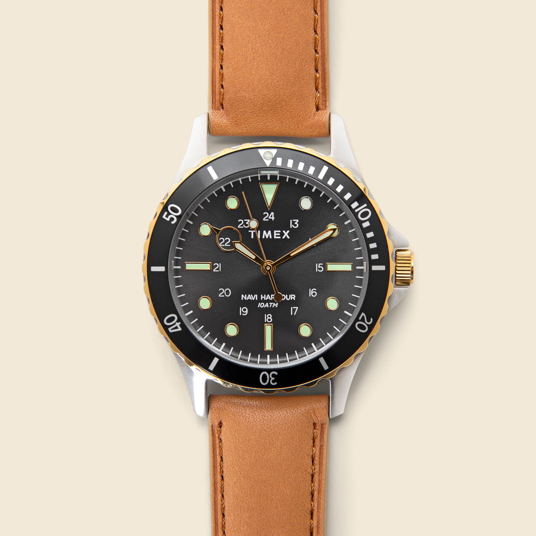 Navi XL Leather Strap Watch 41mm - Stainless Steel/Tan/Black - Timex - STAG Provisions - Accessories - Watches