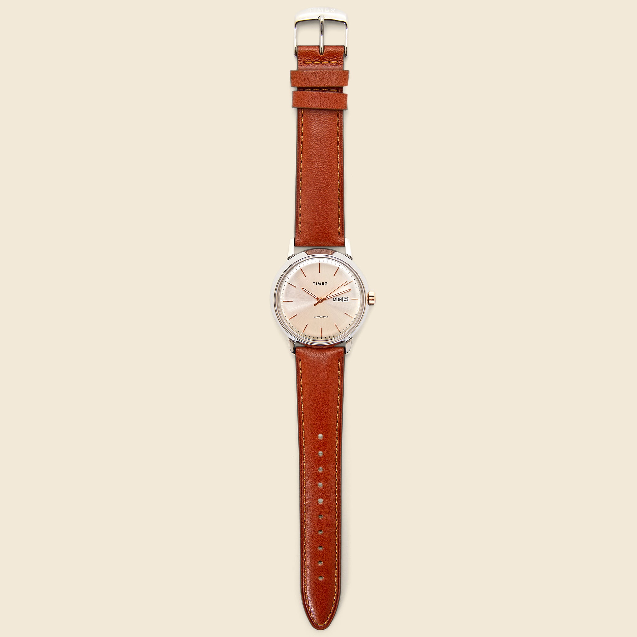 
                          Marlin Automatic Watch 40mm - Stainless/Cream/Brown Leather - Timex - STAG Provisions - Accessories - Watches
                        