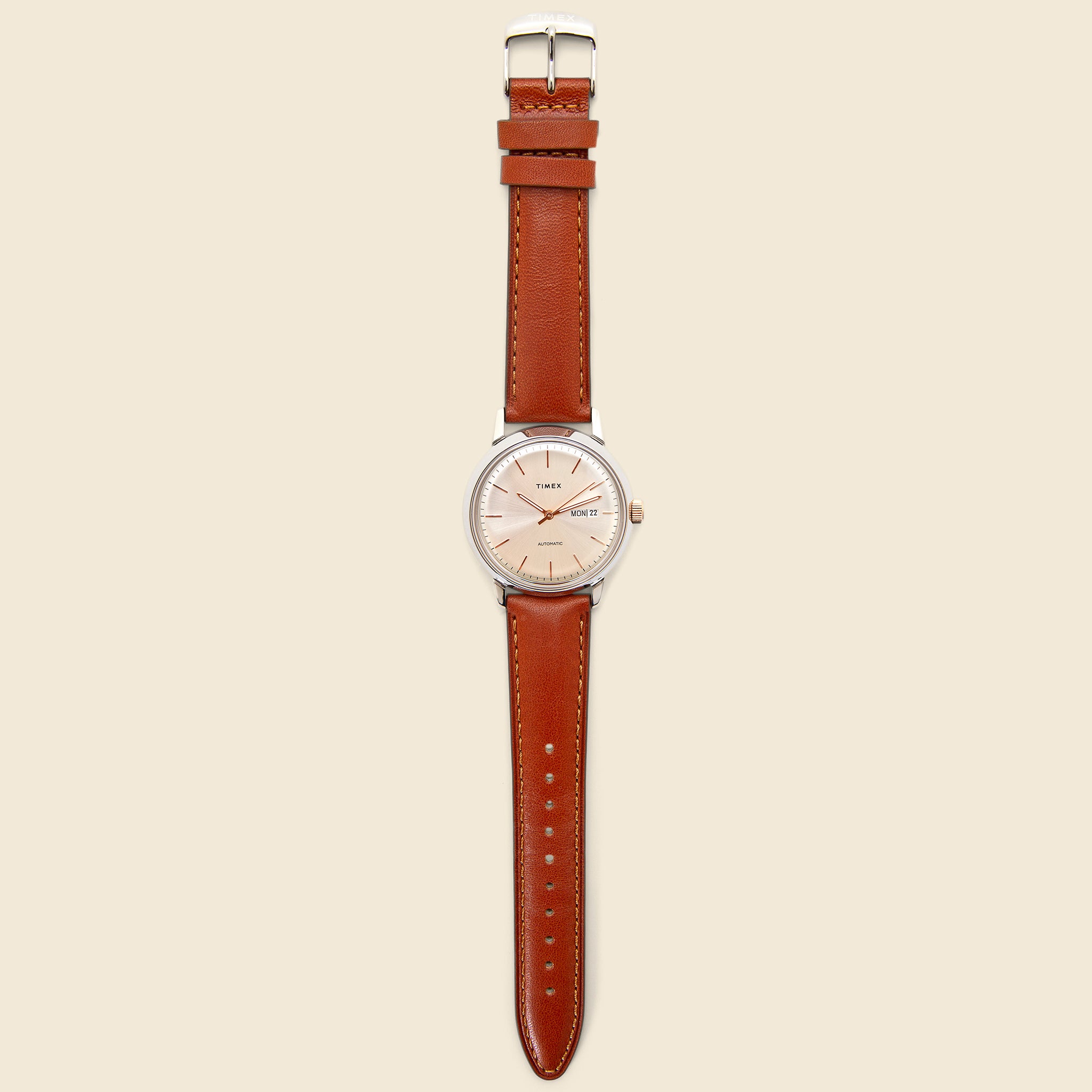 Marlin Automatic Watch 40mm - Stainless/Cream/Brown Leather - Timex - STAG Provisions - Accessories - Watches