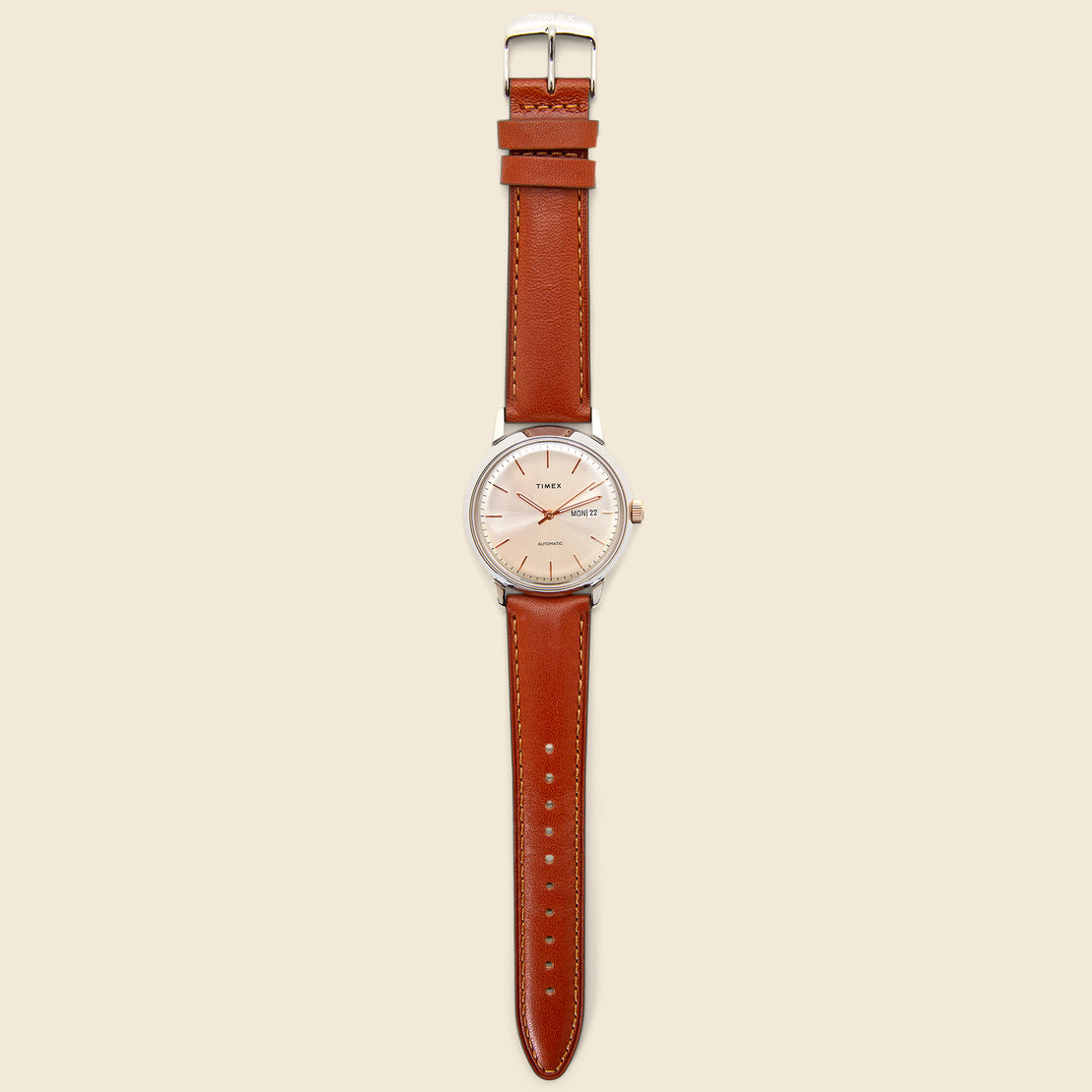 Marlin Automatic Watch 40mm - Stainless/Cream/Brown Leather - Timex - STAG Provisions - Accessories - Watches