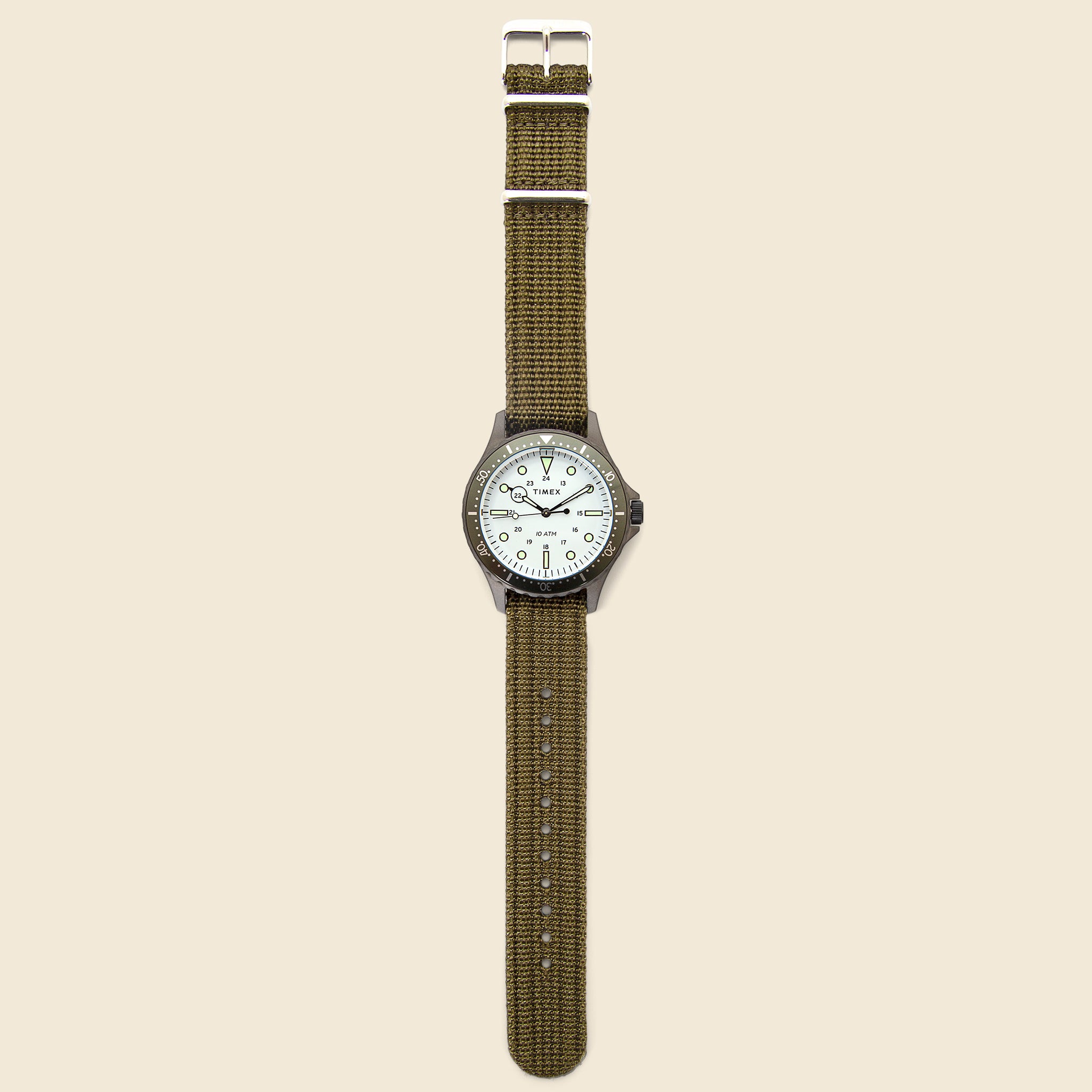 
                          Navi XL Slip-Thru Strap Watch 41mm - Gunmetal/Green/White - Timex - STAG Provisions - Accessories - Watches
                        